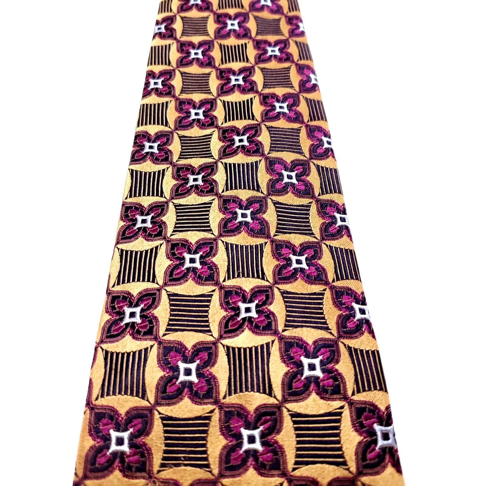 Joseph Abboud Joseph Abboud Green Multi-Colored Silk Tie Woven Geometric Size ONE SIZE - 2 Thumbnail