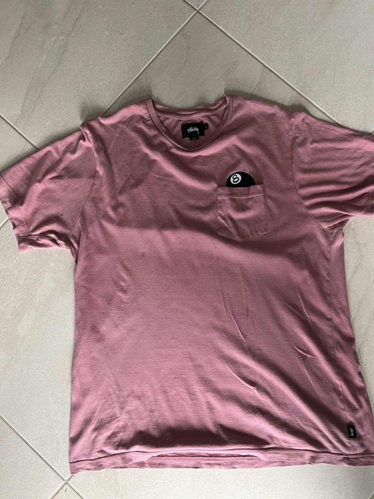 Stussy 🔥 Stussy 8 Ball Pocket T-Shirt – Pink 🔥 Size US L / EU 52-54 / 3 - 1 Thumbnail