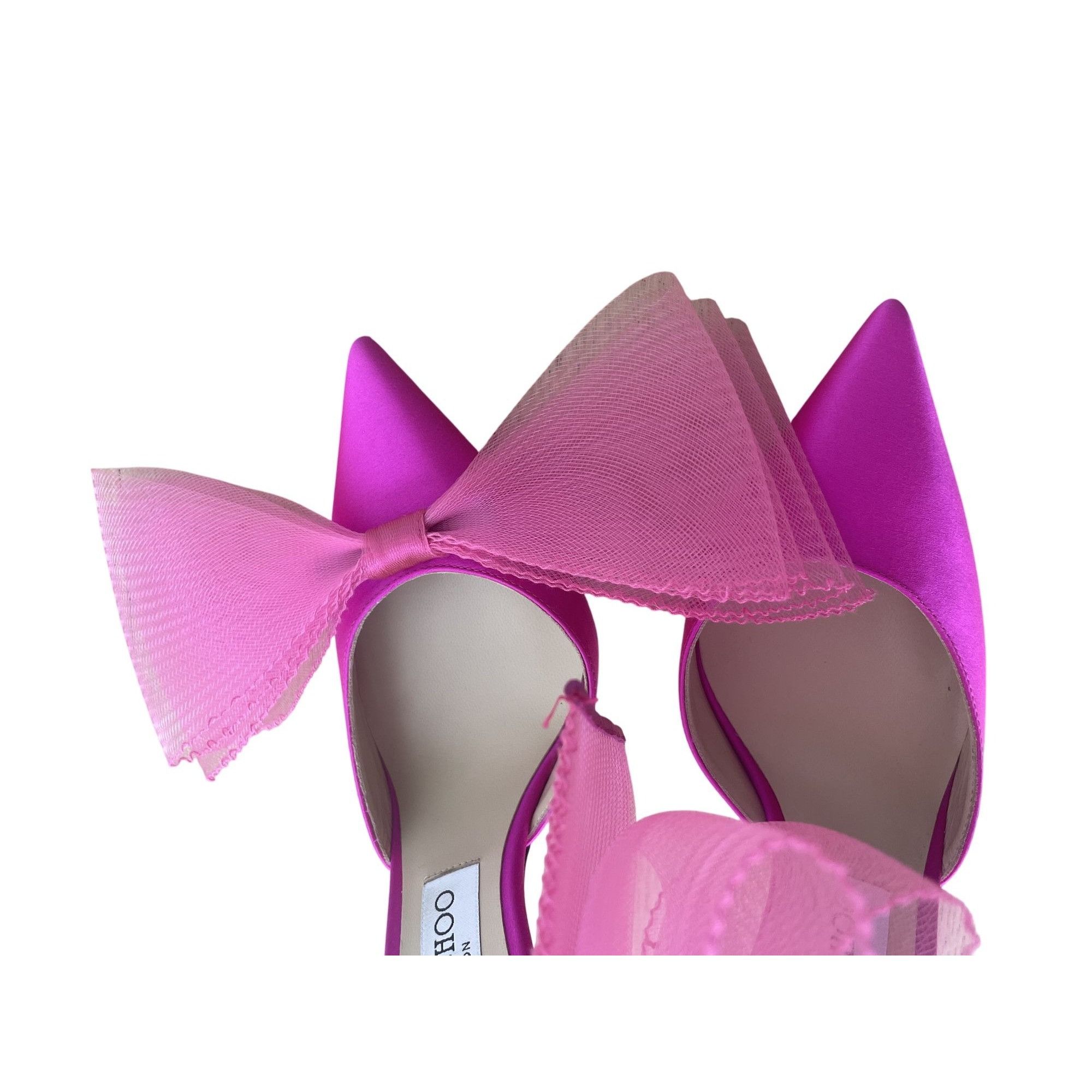 Jimmy Choo Jimmy Choo Pink Satin Pointed Toe Heels With Oversized Bow & Size US 7 / IT 37 - 3 Thumbnail