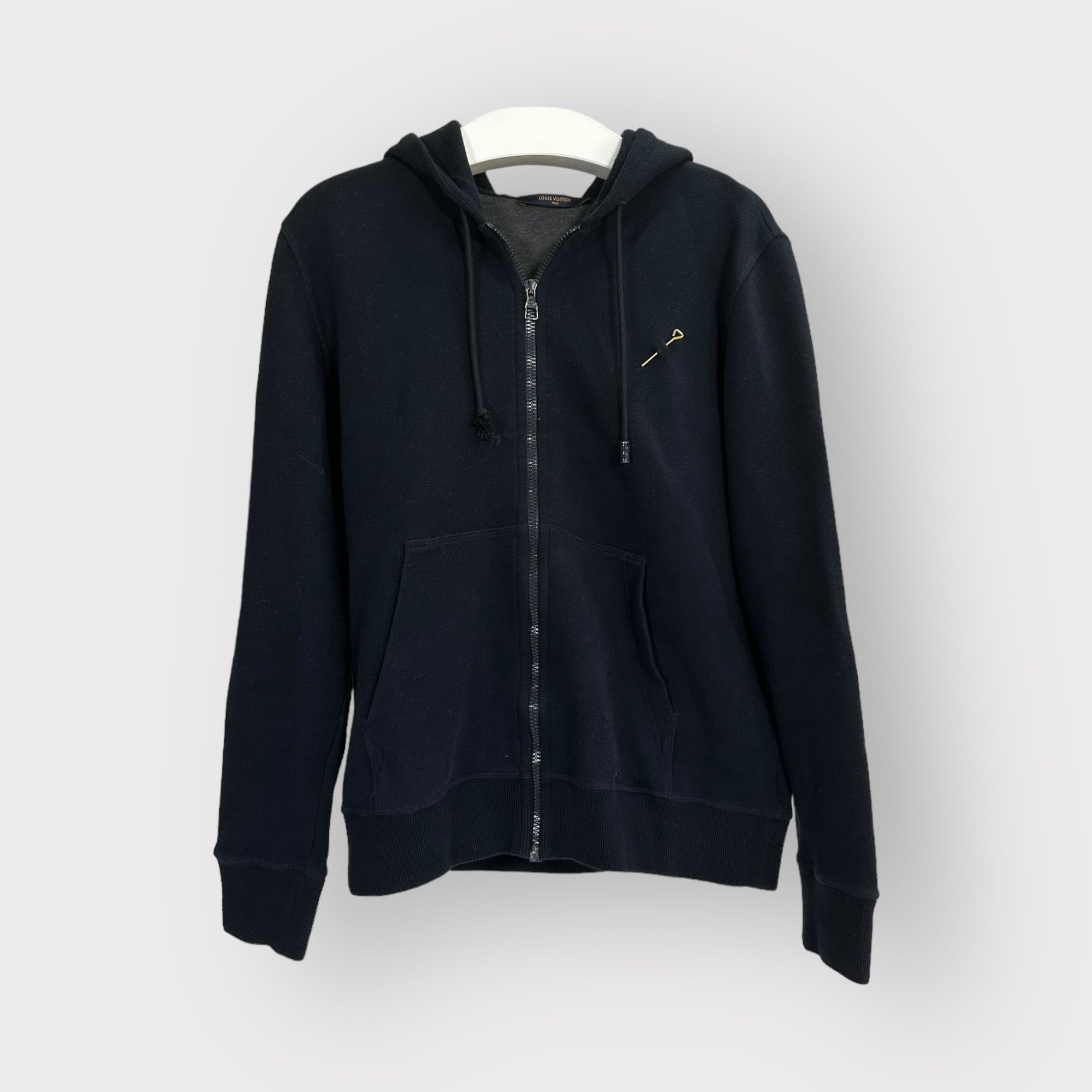 image of Louis Vuitton Sweatshirt Staples Edition Zipped Hoodie in Navy, Men's (Size Medium)