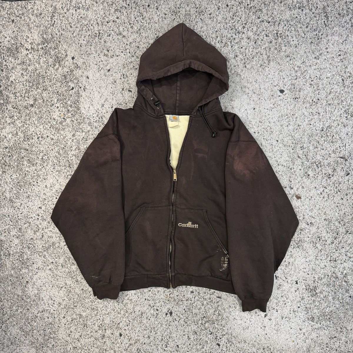 Carhartt Thrashed Faded Thermal Lined Zip Hoodie ERD GRUNGE