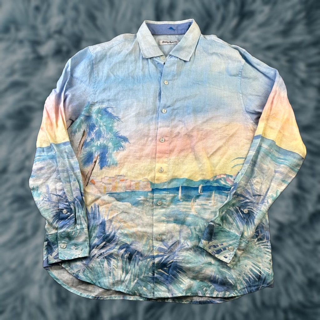 Tommy Bahama Tommy Bahama Shirt Mens Medium Blue Forte Del Marmi Italy All Over Print Size US M / EU 48-50 / 2 - 1 Thumbnail