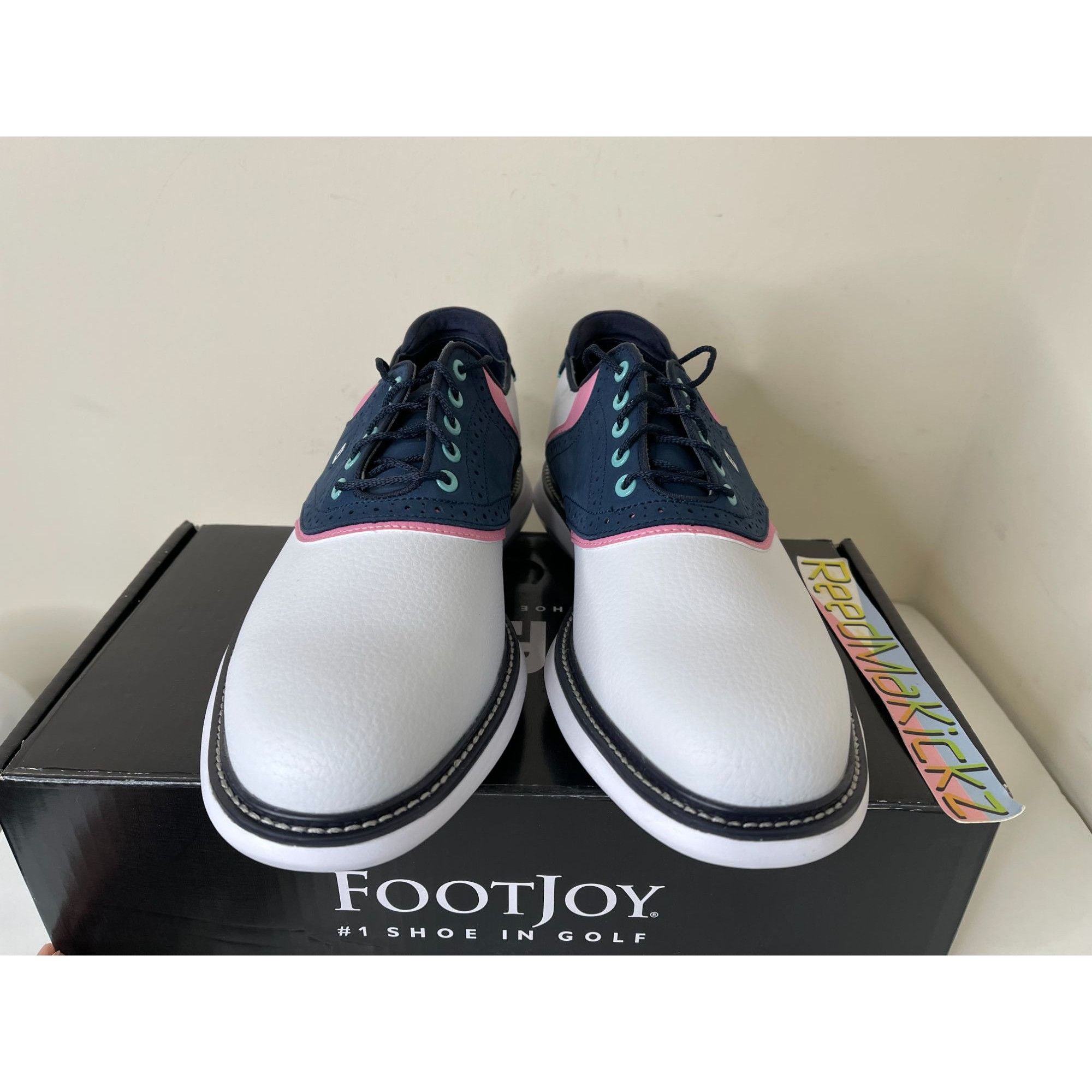 Footjoy Footjoy FJ Traditions Energy 57959 White Blue Pink Mens 9.5u Size US 9.5 / EU 42-43 - 3 Thumbnail