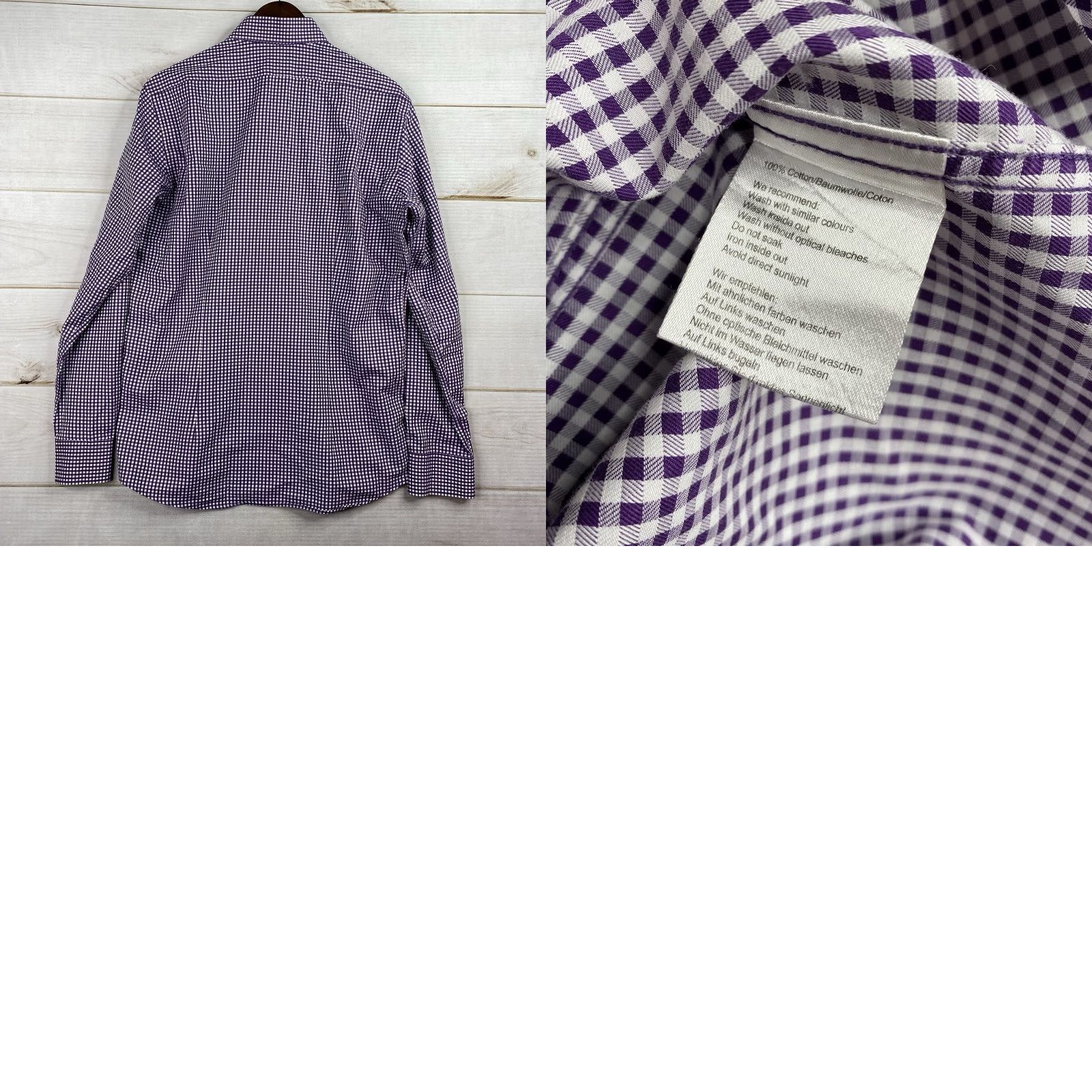 Vintage Sand Shirt Mens 42 Purple Checkered Long Sleeve Button-Up Collared Cotton button-up Size 42R - 8 Thumbnail