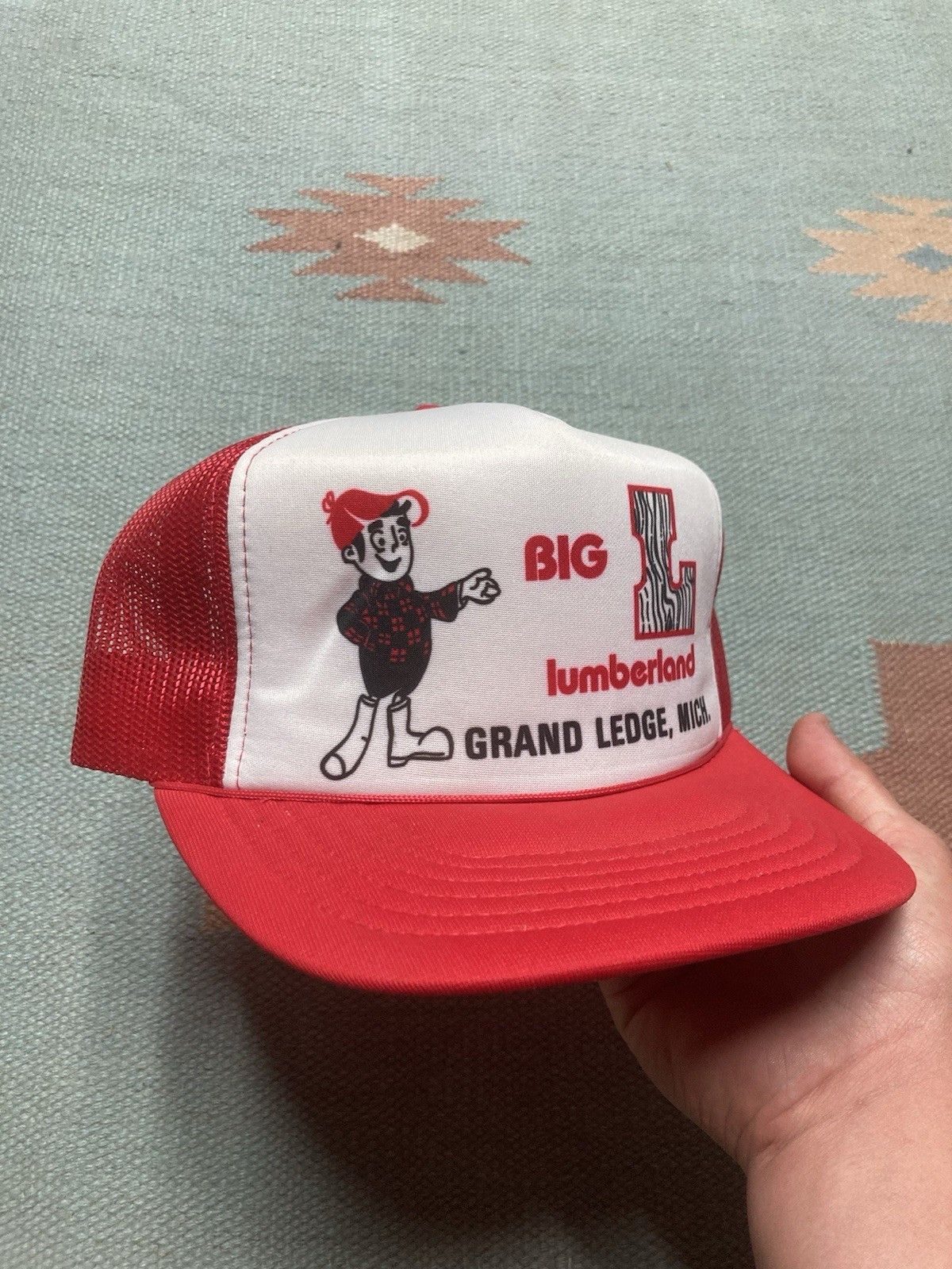 Vintage Vtg trucker hat Big L Lumberland grand ledge Michigan wood Size ONE SIZE - 1 Thumbnail