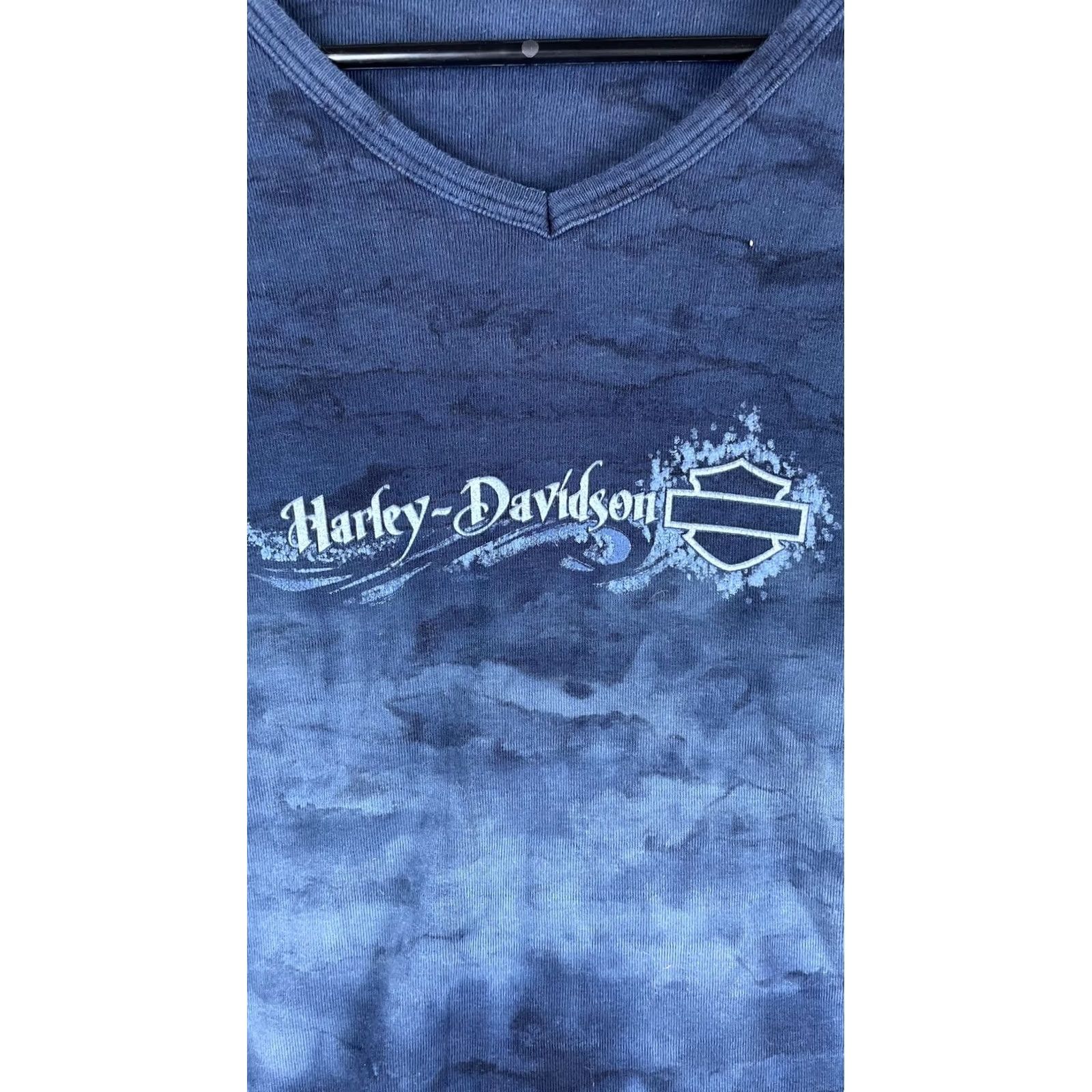 Harley Davidson Harley-Davidson Shirt Womens Large Blue V-Neck 3/4 Sleeve Barnett El Paso Size L / US 10 / IT 46 - 2 Thumbnail