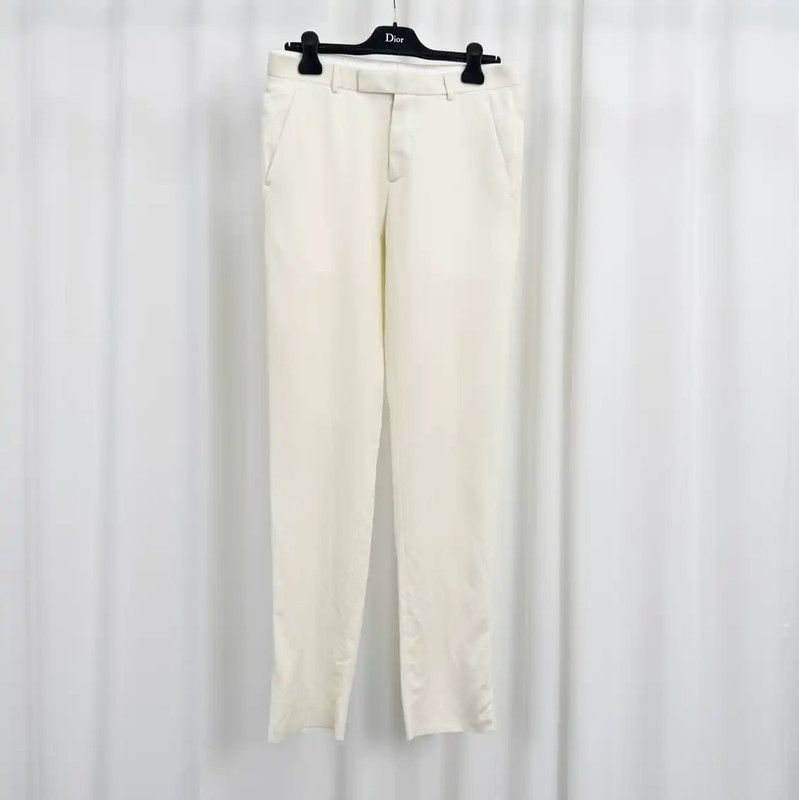 Dior Dior Cream Wool Casual Pants for Men 0089 Size US 27 - 1 Thumbnail