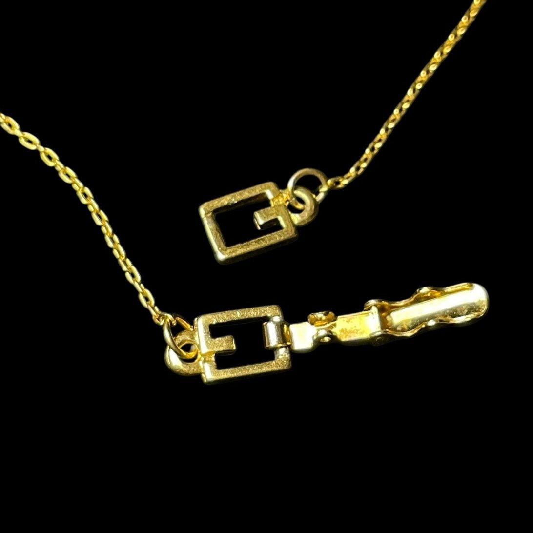 Givenchy Givenchy Art Deco Gold Plated G Rhinestone Necklace 15 in Size ONE SIZE - 5 Thumbnail