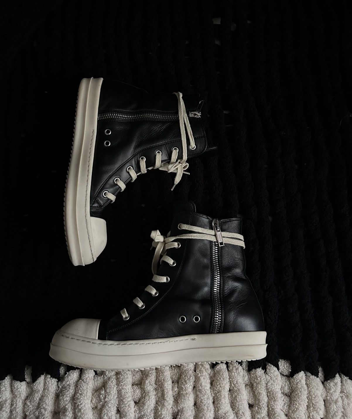 Rick Owens Rick Owens Mainline Leather Ramones High Black Size 39 Size US 10 / IT 40 - 2 Thumbnail