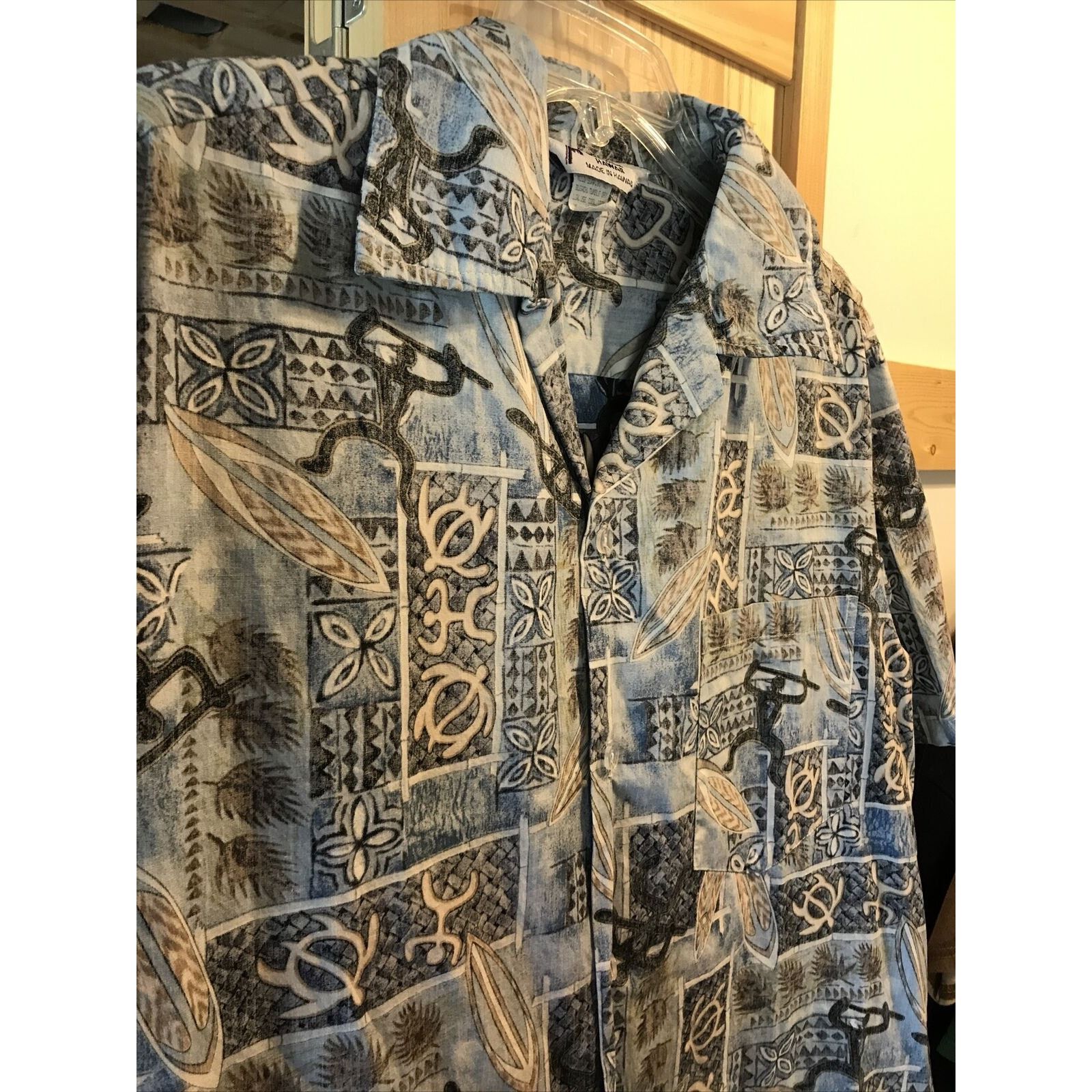 Other Malihini Vintage Men’s L Blue Tribal Button Hawaiian Shirt Size US L / EU 52-54 / 3 - 6 Thumbnail