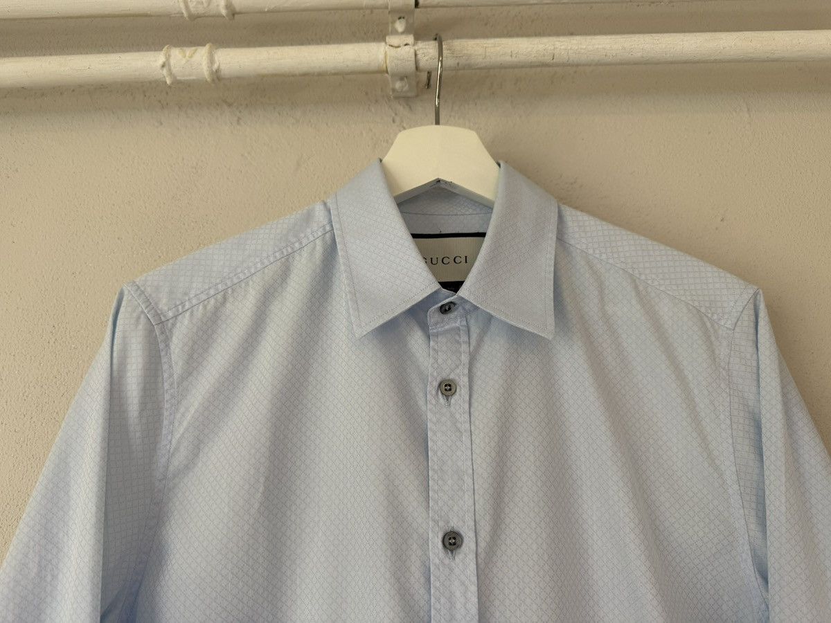 Gucci Light Blue Shirt with Micro Diamond Pattern Size US M / EU 48-50 / 2 - 4 Thumbnail
