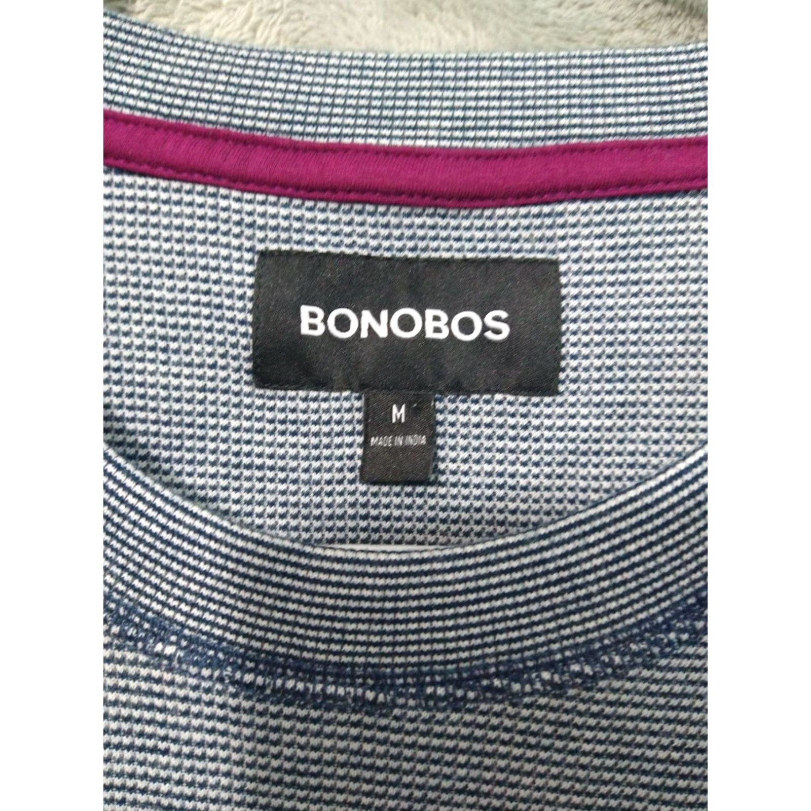 Bonobos Bonobos Shirt Men Medium Blue Striped Thermal Long Sleeve Crew Neck Waffle Knit Size US M / EU 48-50 / 2 - 5 Thumbnail
