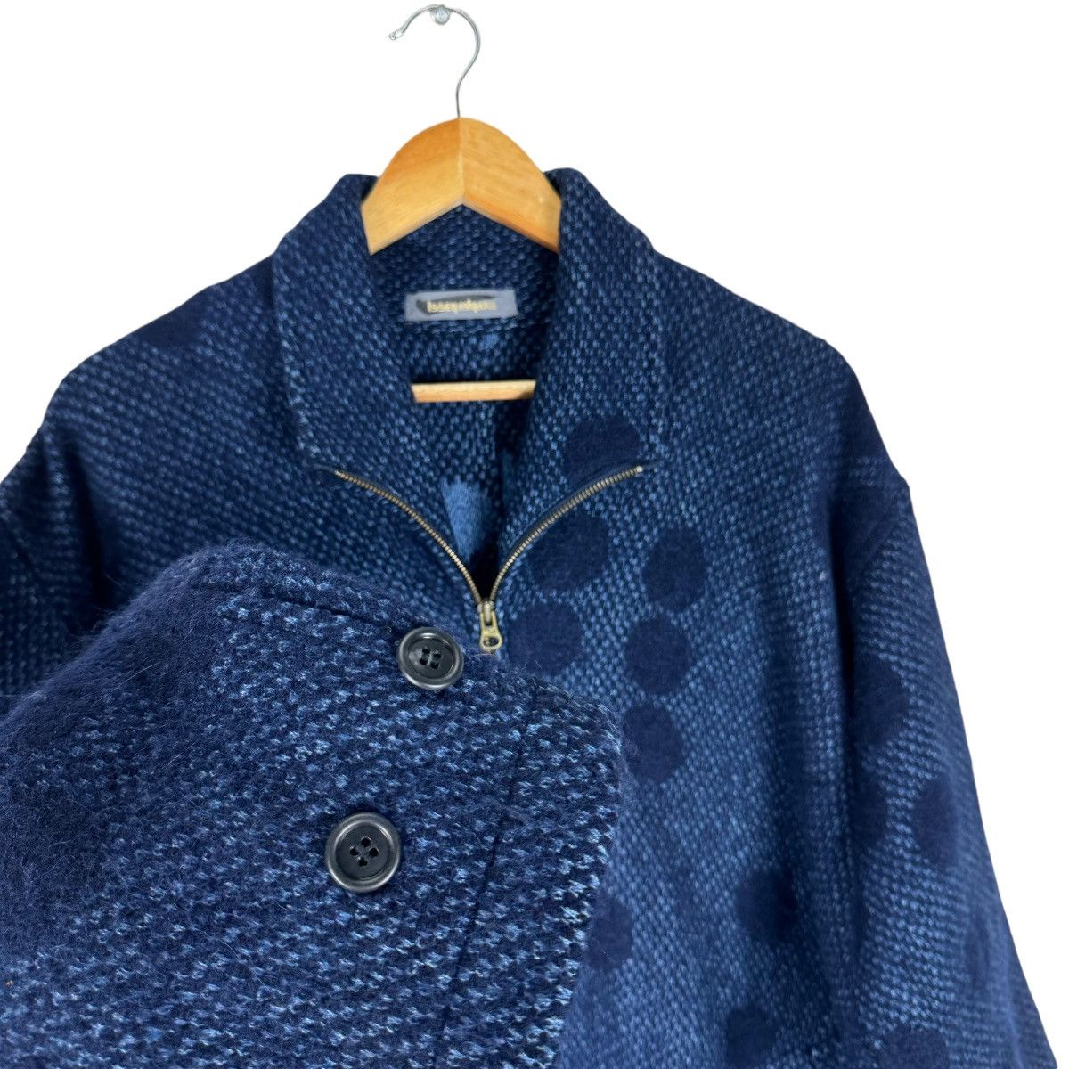 Indigo × Issey Miyake × Vintage 🌟80s ISSEY MIYAKE FW1986 BLANKET WOOL LONG JACKET Size M / US 6-8 / IT 42-44 - 4 Thumbnail