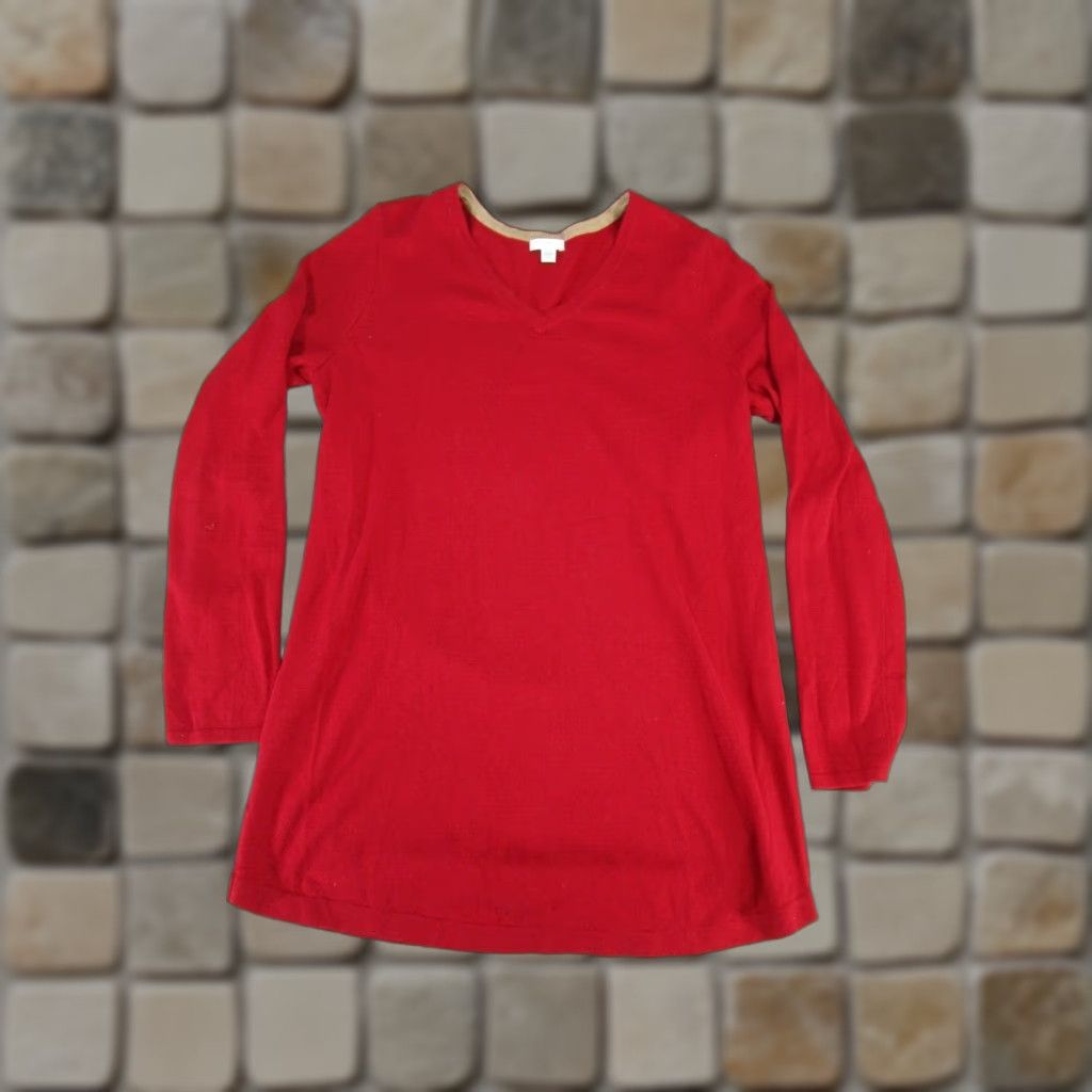 J. Jill J.Jill Sweater Womens Small Tall Red Cotton Pullover Knit V-Neck Long Sleeve Knit Shirt Womens Tall Small Red Cotton Pullover Sweater Size S / US 4 / IT 40 - 1 Thumbnail