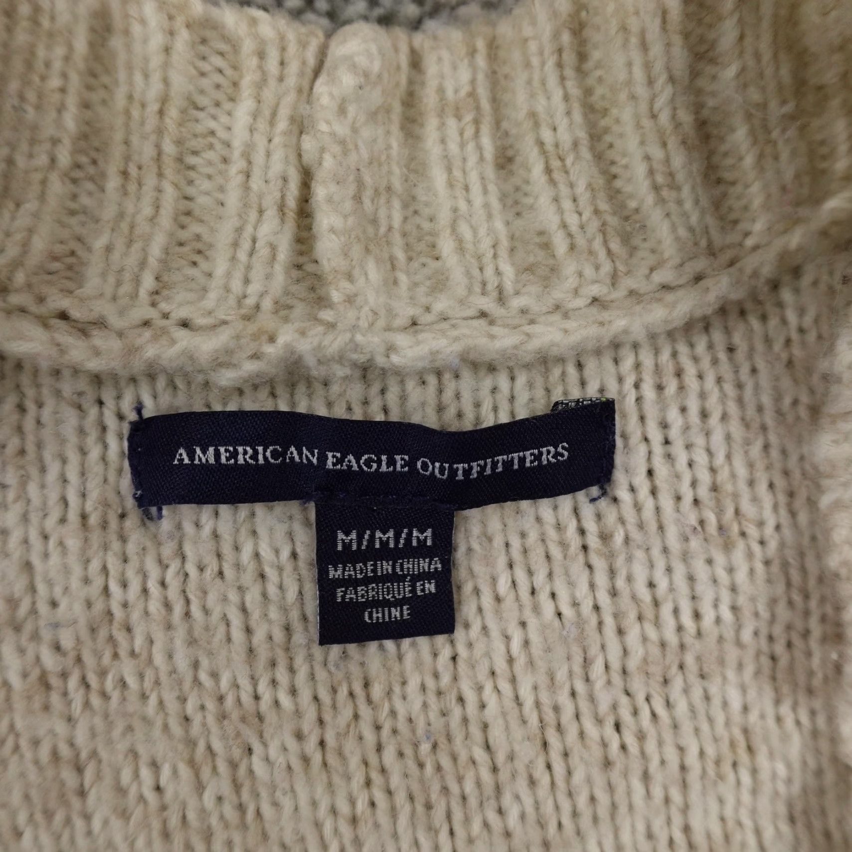 American Eagle Outfitters American Eagle Cardigan Womens M Beige Open Front Knit Sweater V-Neck Pockets Size M / US 6-8 / IT 42-44 - 3 Thumbnail
