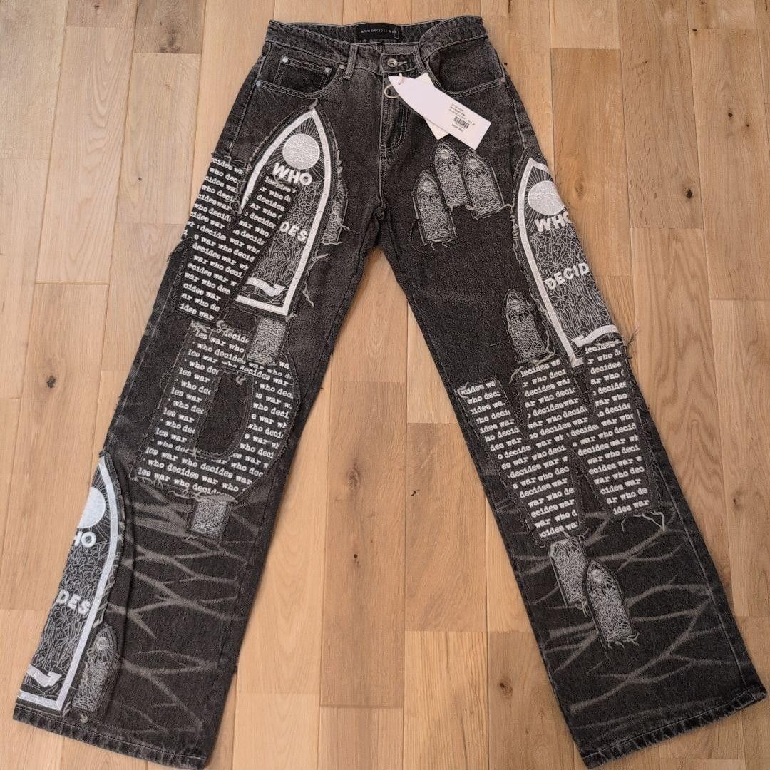 Who Decides War Who Decides War Motif Patched Denim Vintage Grey 28 New Size US 28 / EU 44 - 17 Thumbnail
