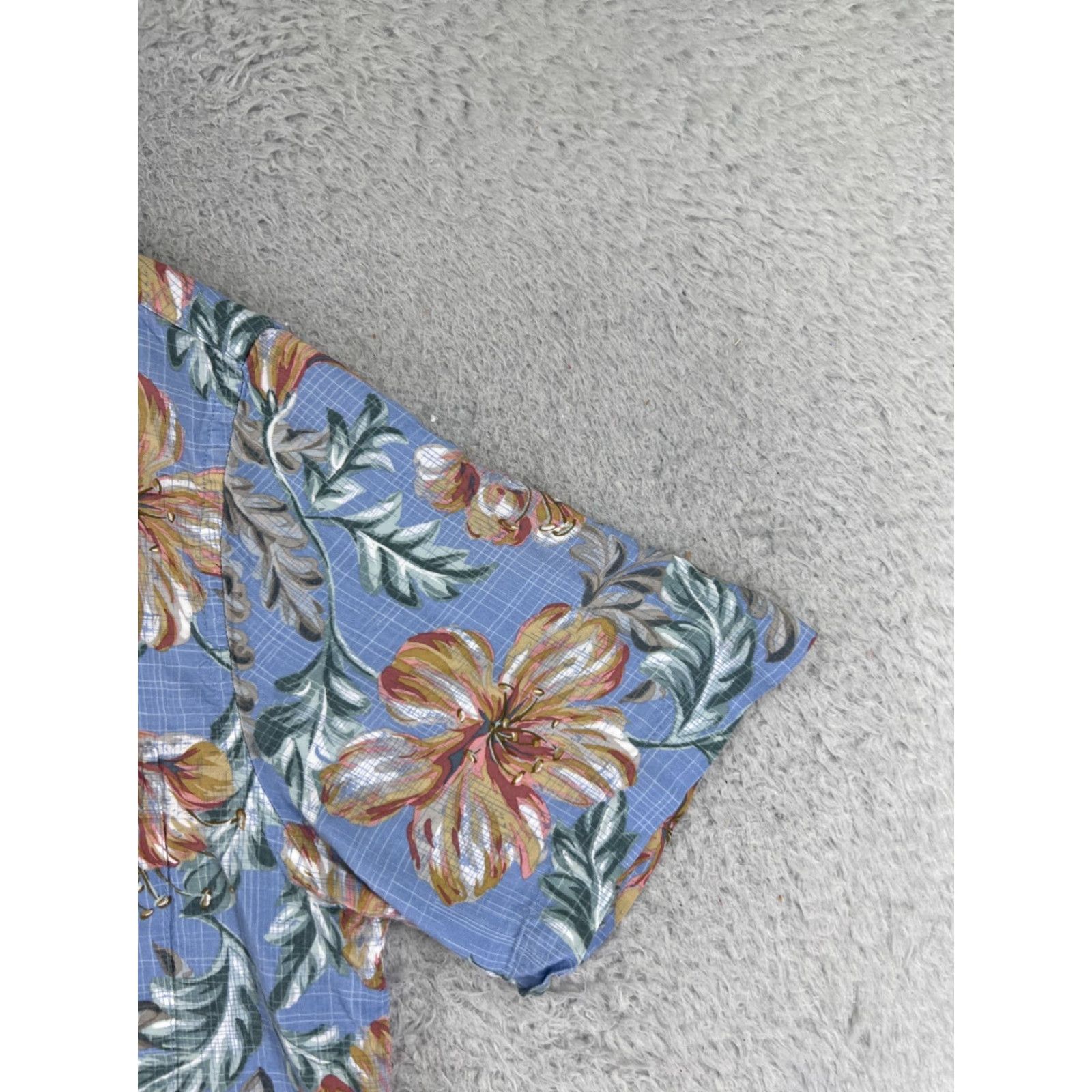 Vintage Island Shores Shirt Men Large Blue Floral 100% Rayon Hawaiian Button Up Beach Size US L / EU 52-54 / 3 - 2 Thumbnail