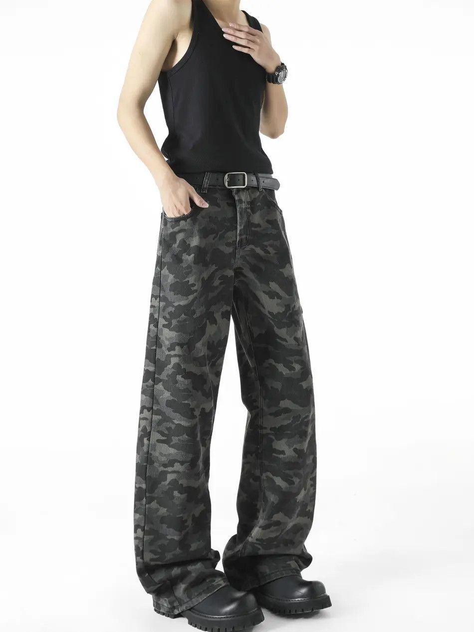 Japanese Brand Retro loose camouflage wide leg jeans Size US 32 / EU 48 - 4 Thumbnail