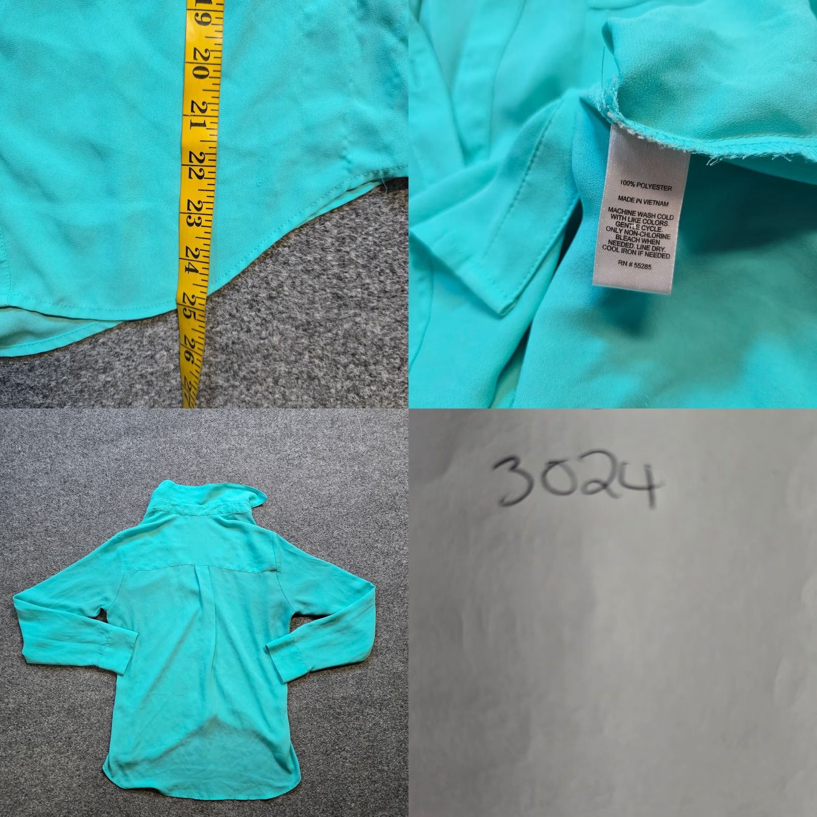 Express Express Top Women XS Green Portofino Sheer Long Sleeve Button Casual Career Blouse Size XS / US 0-2 / IT 36-38 - 8 Thumbnail