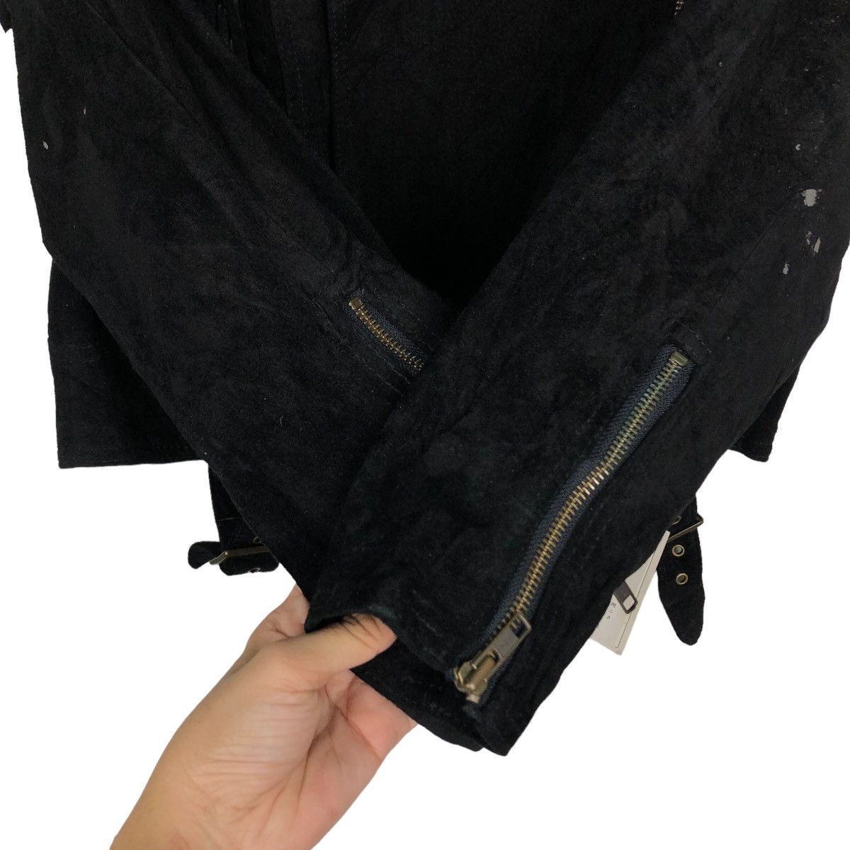 Genuine Leather 🔥Rich Black Biker Jacket Asymmetric Zipper Unsetsu Kapital Size US M / EU 48-50 / 2 - 15 Thumbnail