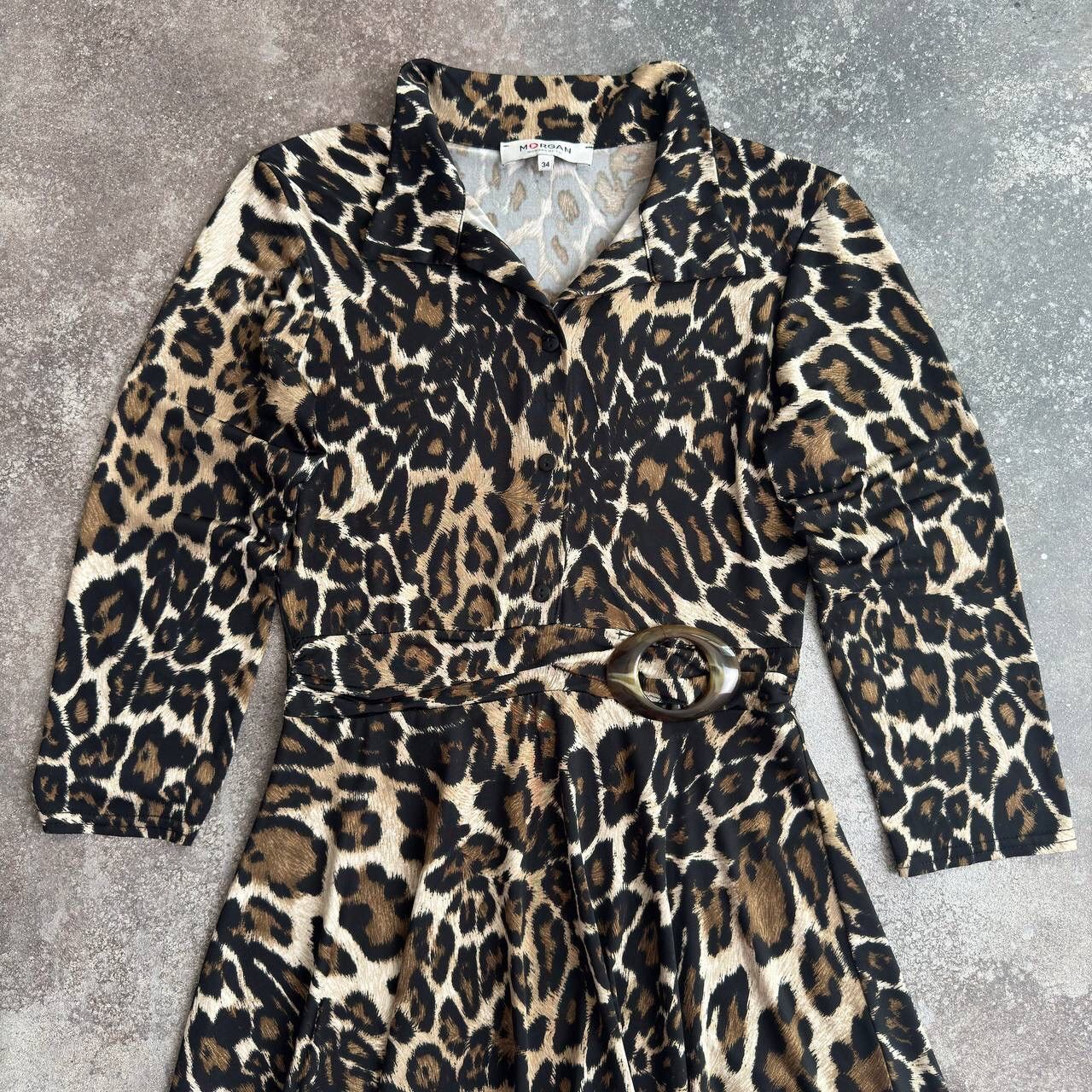 Hysteric Glamour × Vintage Morgan de Toi Leopard Printed Glam Belted Long Sleeve Dress Size S / US 4 / IT 40 - 2 Thumbnail