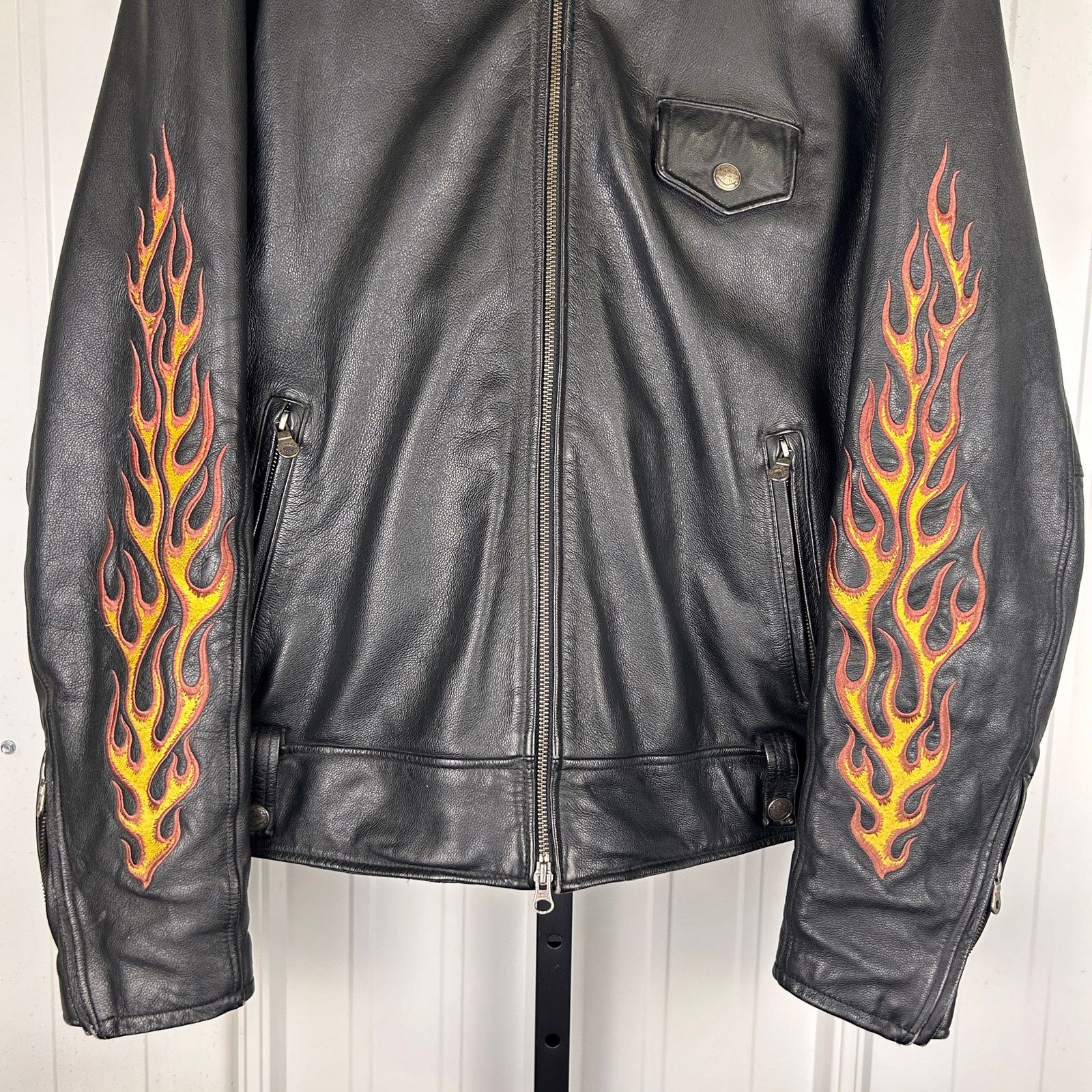 Harley Davidson Harley Davidson Flame Sleeves Ride Free Large Leather Jacket Size US L / EU 52-54 / 3 - 3 Thumbnail