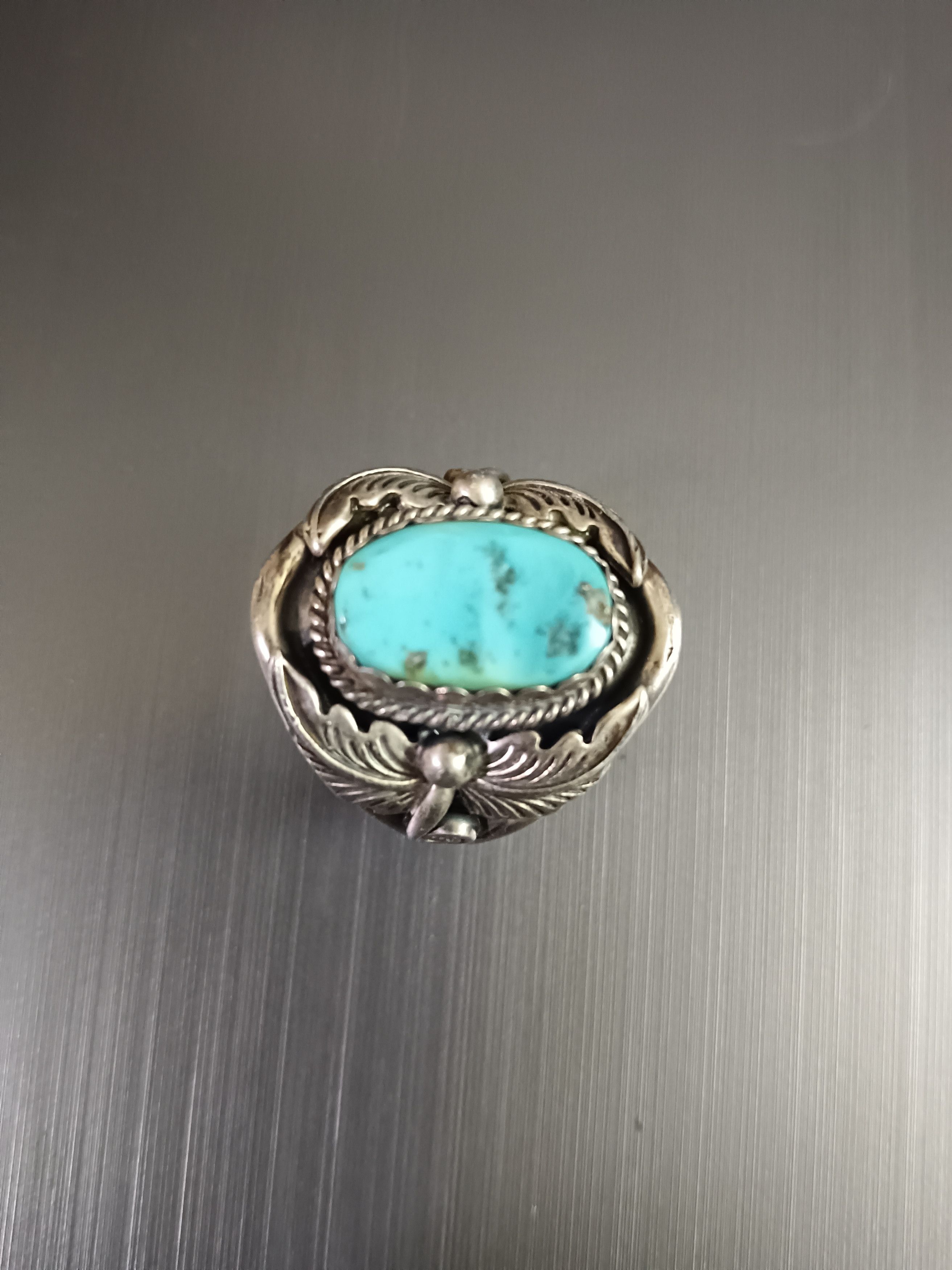 STERLING SILVER NAVAJO SIGNED RB TURQUOISE