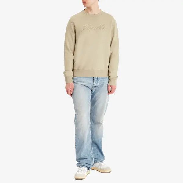 Lanvin oc11z0426 Debossed Script Logo Sweatshirt in Beige Size US M / EU 48-50 / 2 - 4 Thumbnail