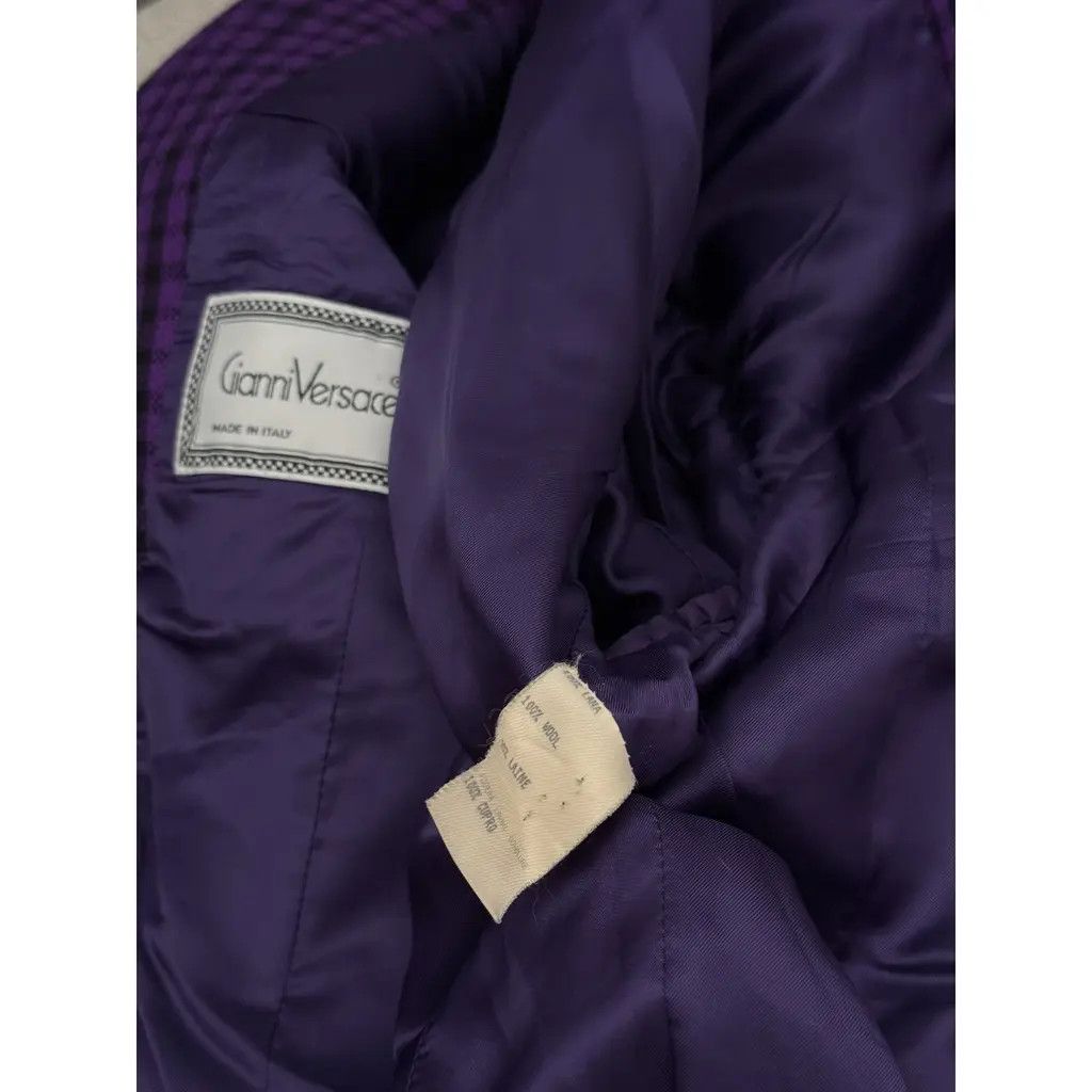 Other Gianni Versace Purple Check Double-Breasted Blazer IT42 Size M / US 6-8 / IT 42-44 - 8 Thumbnail