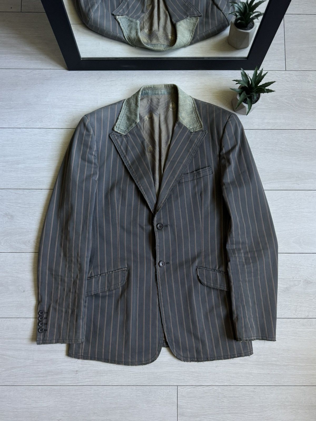 Dolce & Gabbana ❗️RARE❗️Vintage Dolce & Gabbana Denim Colar Distressed Blazer Size 50R - 1 Thumbnail