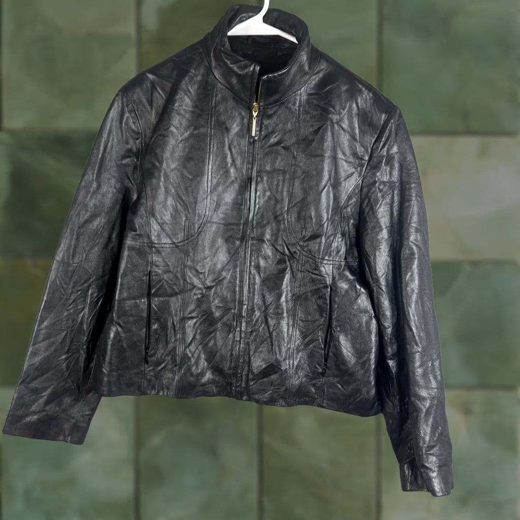 Vintage Wilsons Leather Pelle Studio Jacket Womens XL Black Leather Full Zip Lined Jacket Size XL / US 12-14 / IT 48-50 - 1 Thumbnail