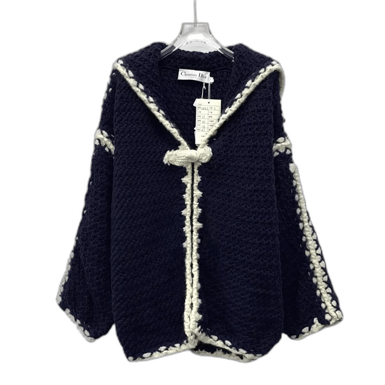 Dior Christian Dior Navy Wool Long Sleeve Cardigan-2506 Size S / US 4 / IT 40 - 1 Thumbnail