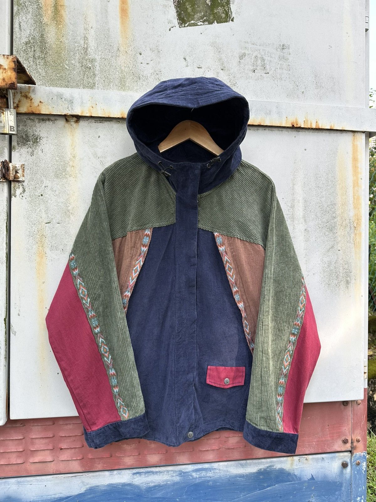 Japanese Brand 👹Titicaca Quilted Colorblock Corduroy Jacket Size US L / EU 52-54 / 3 - 4 Thumbnail