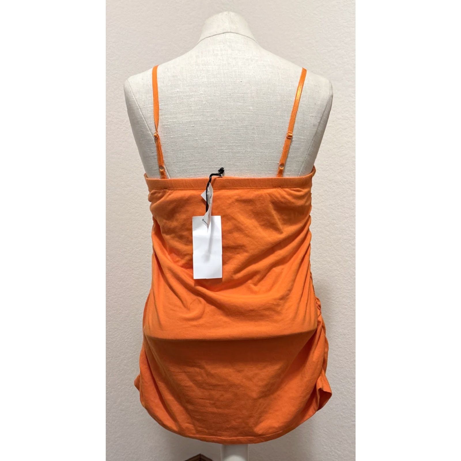 Vintage Vanity Tank Top Shirt Womens L Orange Spaghetti Strap Sleeveless Adjustable Built-In Bra 90s Y2K Size L / US 10 / IT 46 - 3 Thumbnail