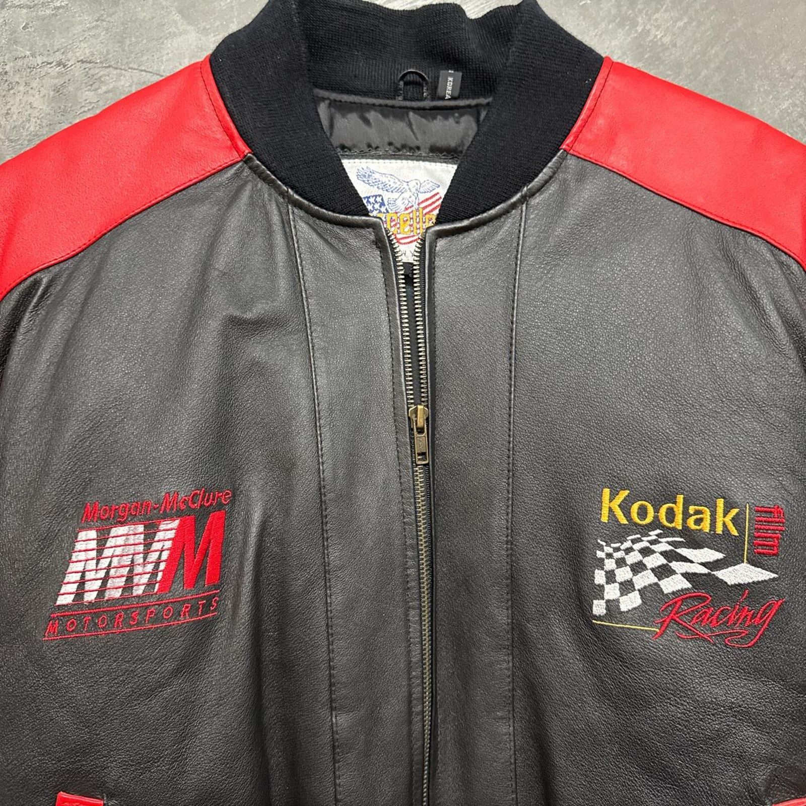 Vintage Vintage 90s Kodak Film Camera Racing Leather Jacket Size US L / EU 52-54 / 3 - 4 Thumbnail