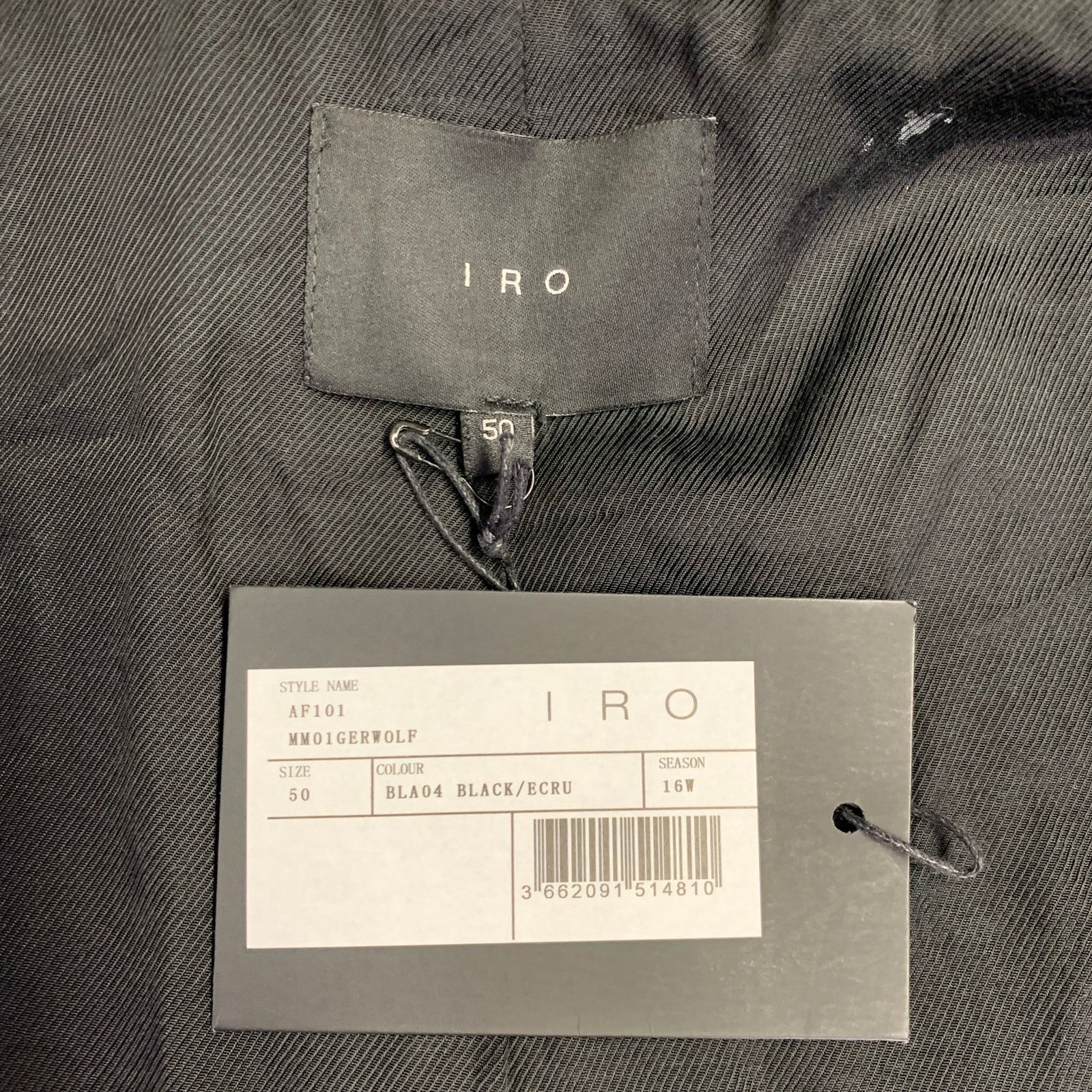 Iro Gerwolf Black White Herringbone Wool Blend Notch Lapel Coat Size US L / EU 52-54 / 3 - 5 Thumbnail