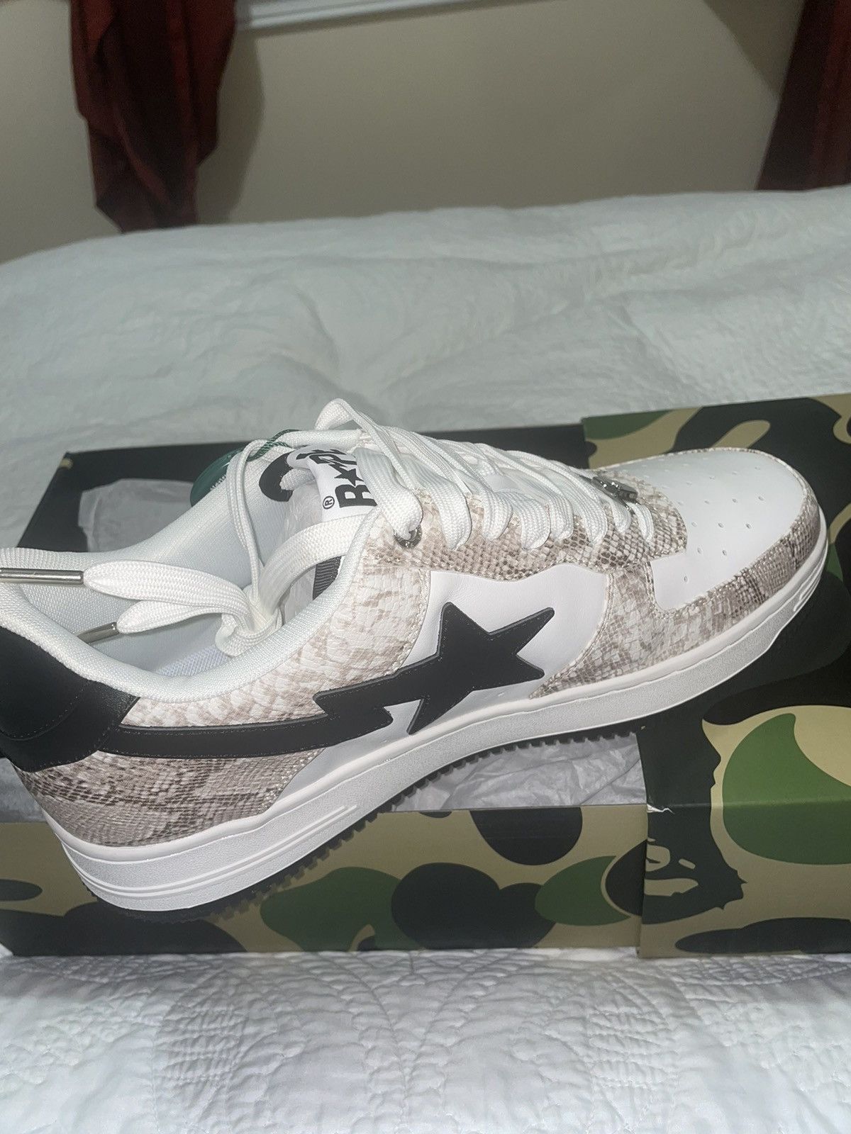 Bape Bapesta Snakeskin Beige Sneakers Size US 12 / EU 45 - 2 Thumbnail