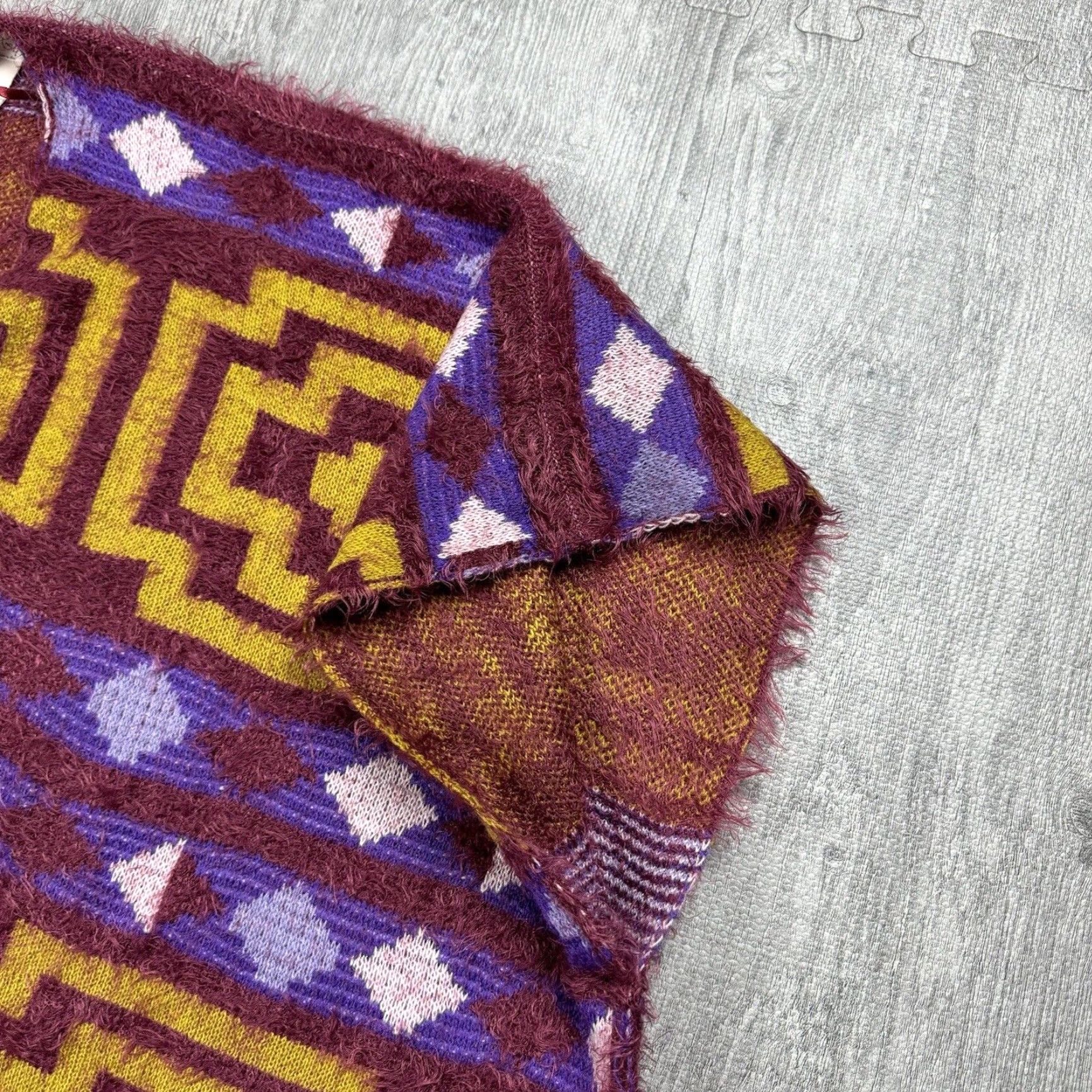 Free People FREE PEOPLE Boho Geometric Kimono Poncho Sweater One Size Purple Yellow Womens Size ONE SIZE - 3 Thumbnail