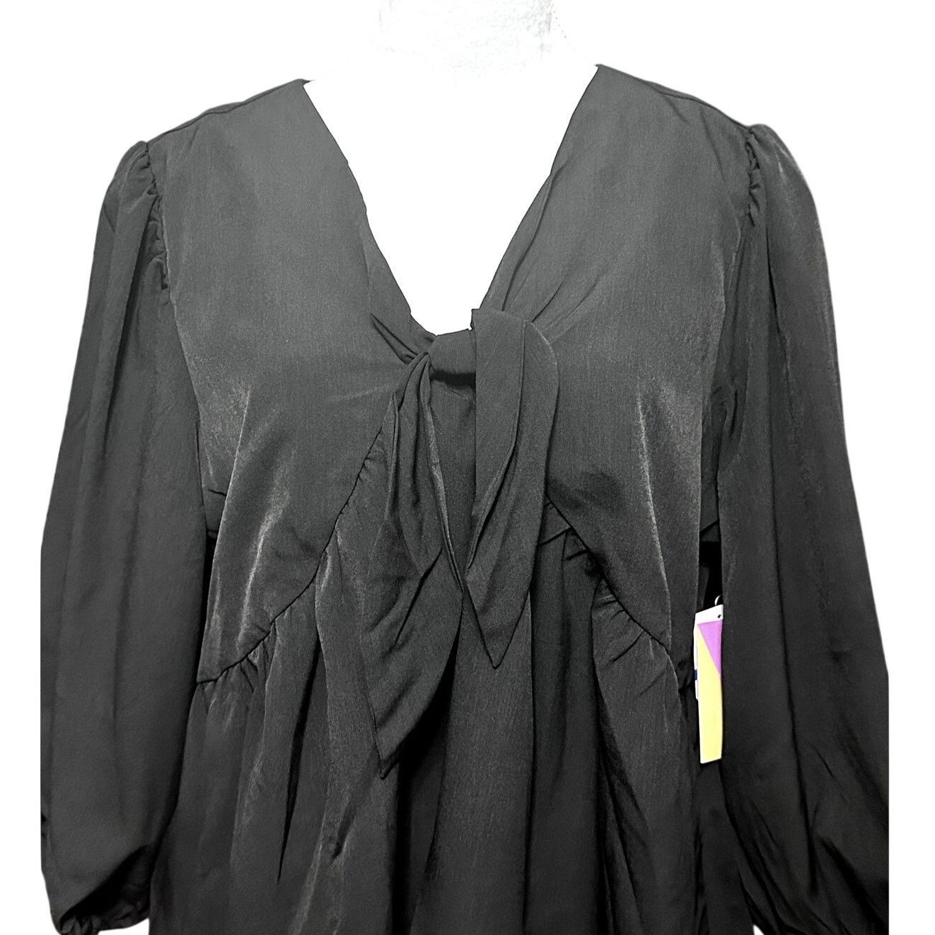 Other Riley & Rae Black Bohemian Peplum Tie Front Blouse XXL NWT Size XXL / US 16-18 / IT 52-54 - 3 Thumbnail