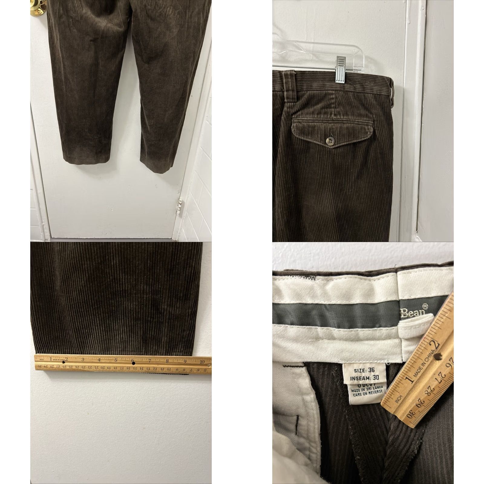Vintage L.L. Bean Corduroy Pants Mens 36x30 Brown Pleated Relaxed Fit Trousers Pants Shirt? Size US 36 / EU 52 - 8 Thumbnail