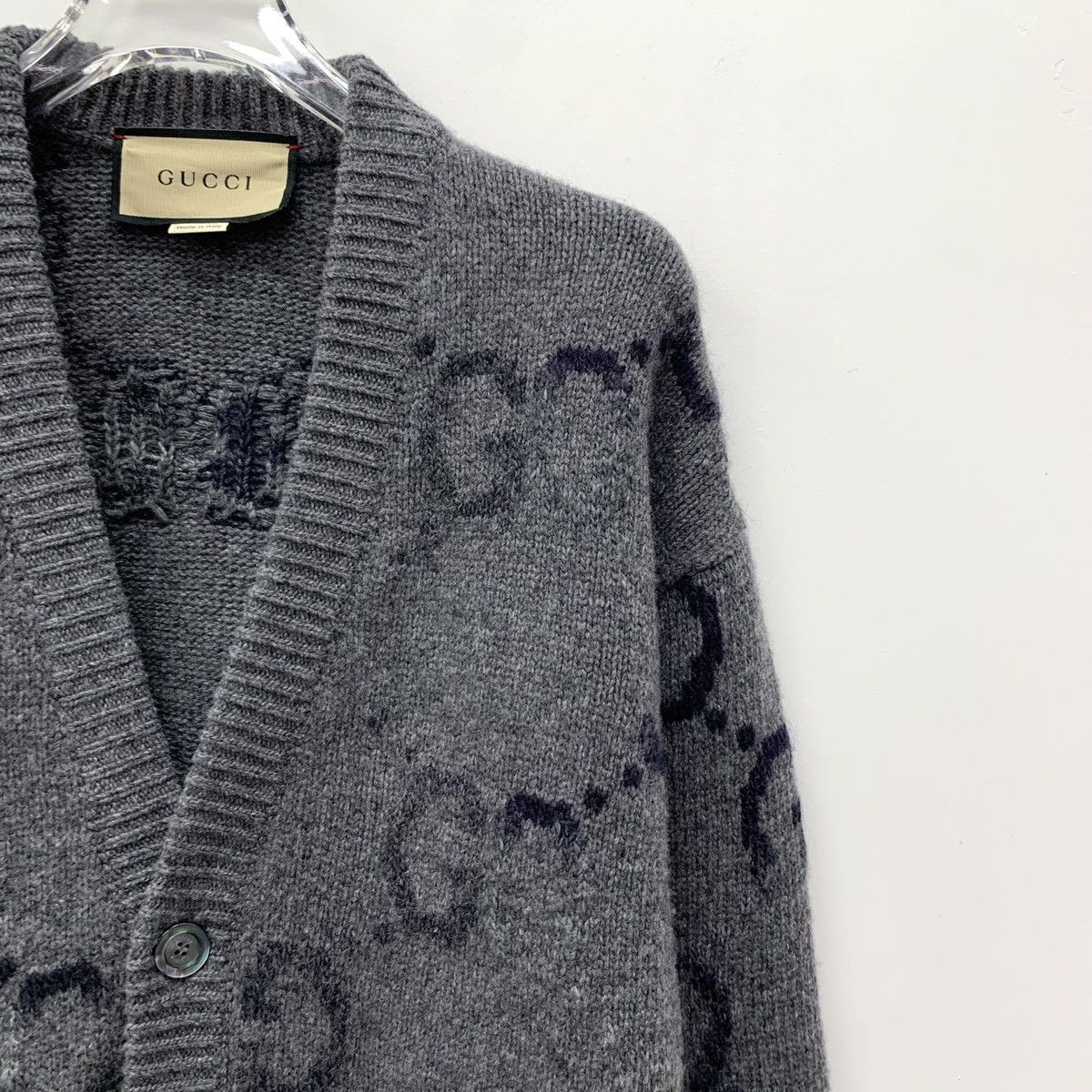 Gucci Gucci Gray Logo All Over Printed Wool Knit Cardigan Jacket Size XS / US 0-2 / IT 36-38 - 3 Thumbnail