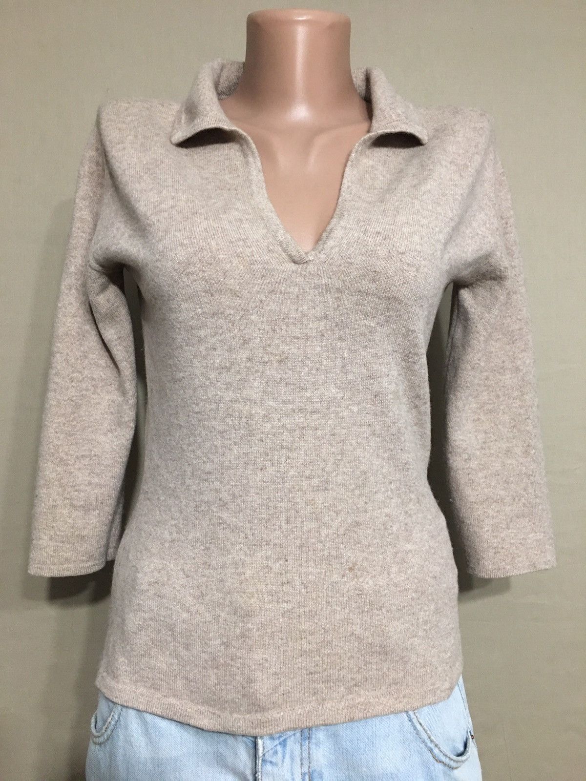 Designer BRORA Scottish Cashmere Beige Jumper Sweater Size S / US 4 / IT 40 - 1 Thumbnail