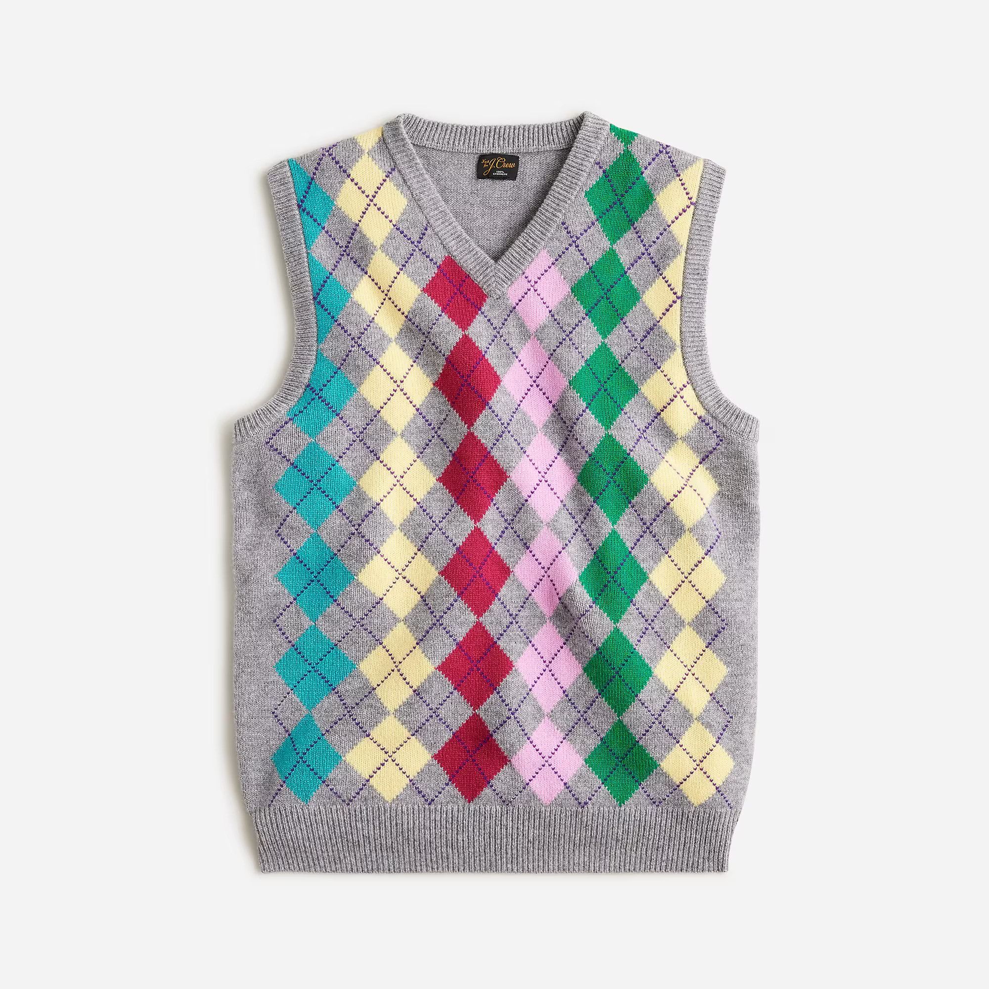 J.Crew Men's Cashmere Sweater-Vest Multi Color Argyle NWT