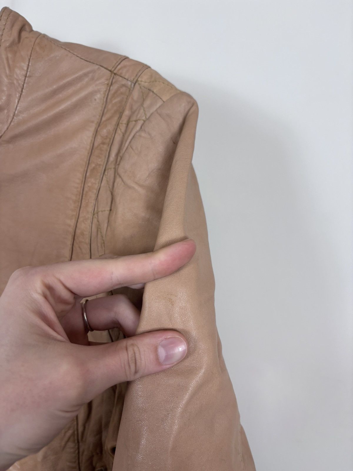 ARMA Arma Collection Women’s Beige Brown Biker Leather Jacket Size XL / US 12-14 / IT 48-50 - 11 Thumbnail