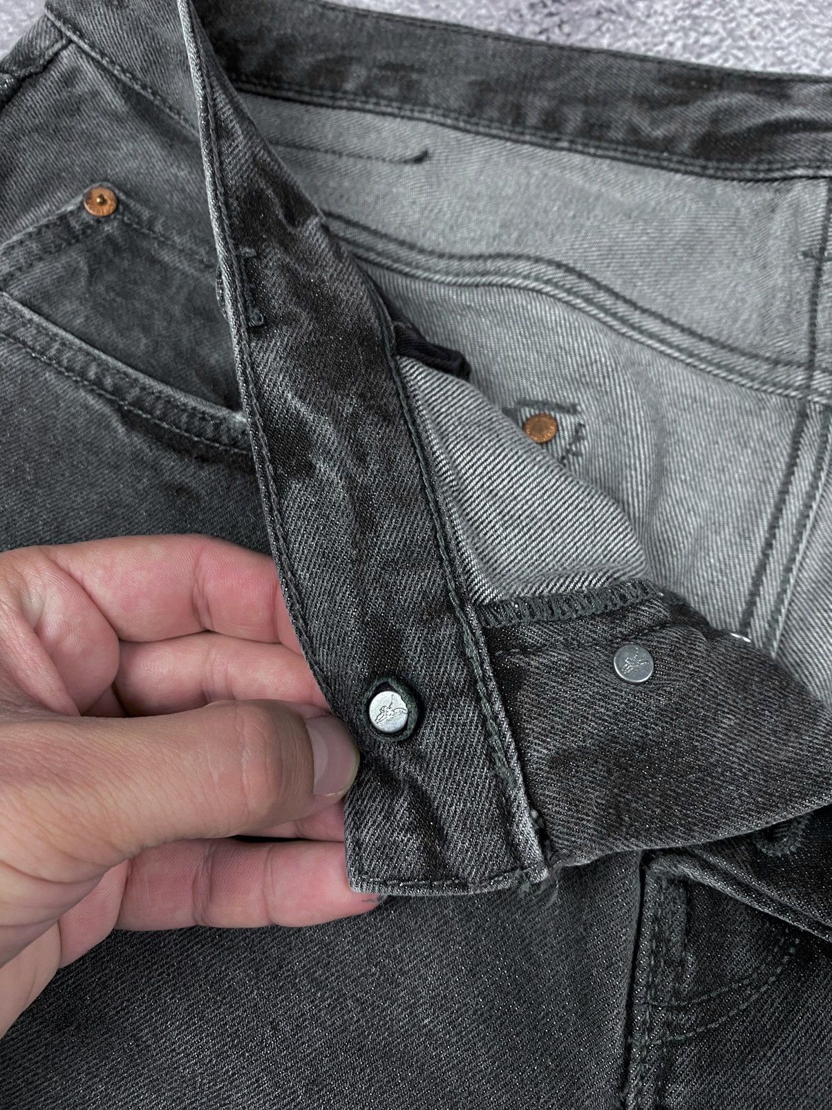 Allsaints All Saints Cigarette Damaged Distressed Gray Jeans Size US 33 - 12 Thumbnail