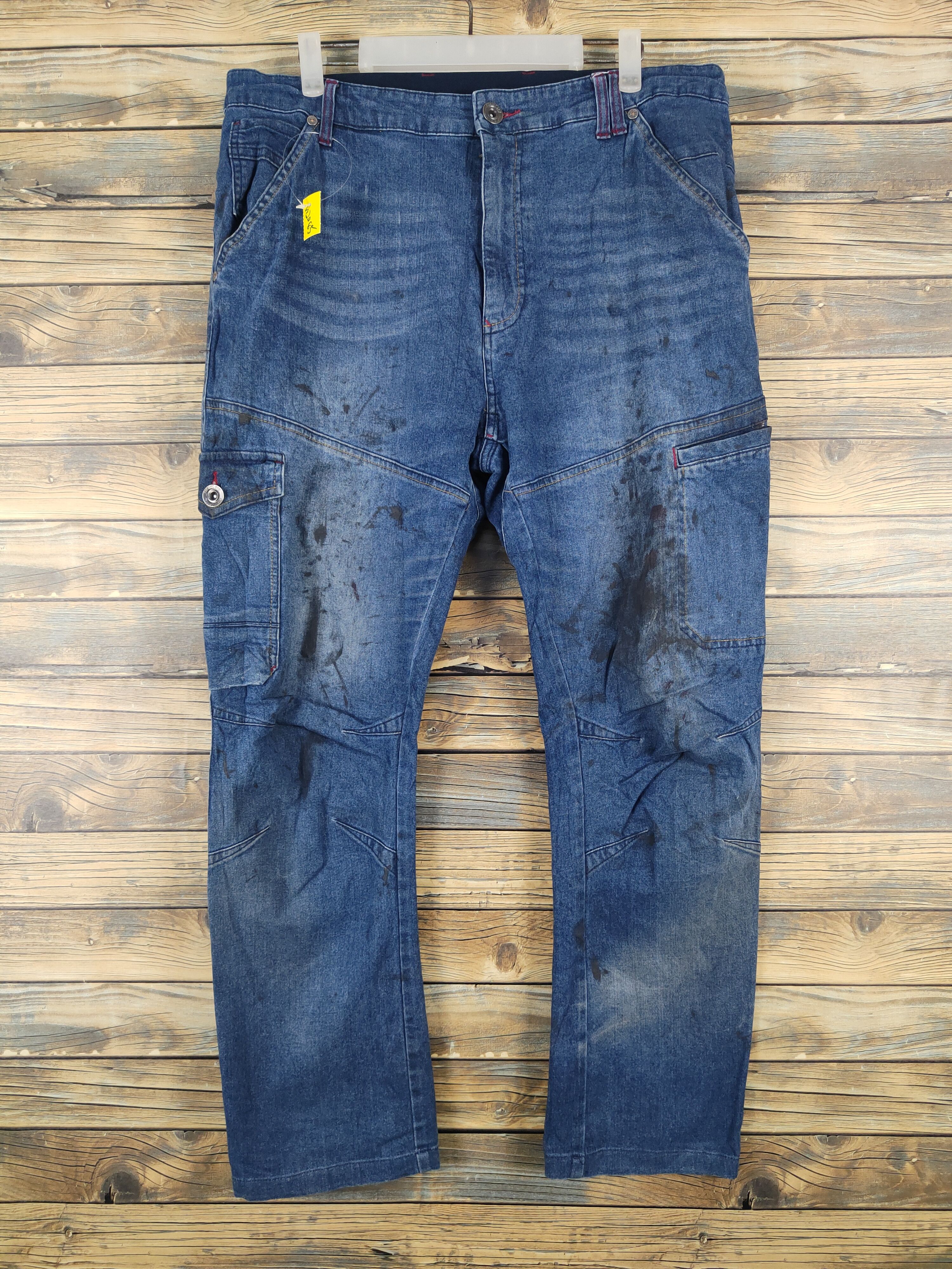 Japanese Brand FieldCore Dark Blue Distressed Ripped denim Jeans #W2085 Size US 36 / EU 52 - 1 Thumbnail
