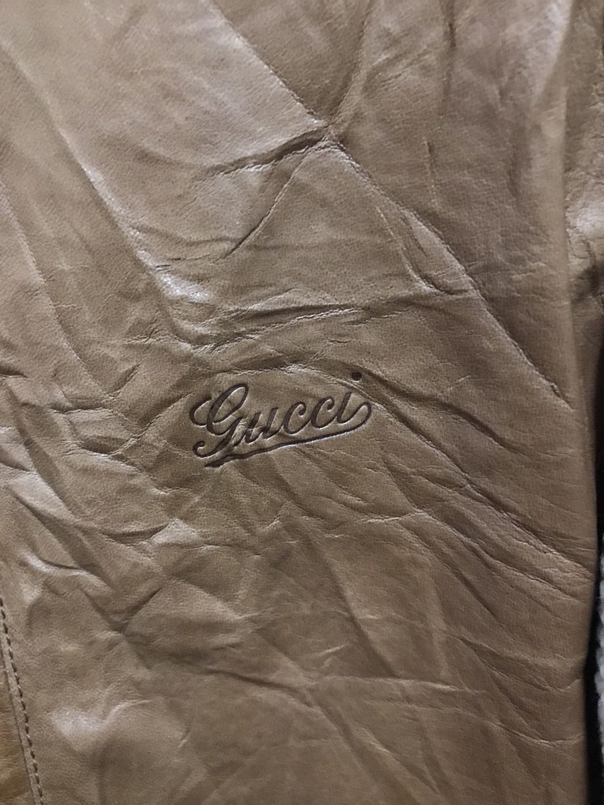 Gucci Authentic Gucci Brown Leather knittes Slevee Long Jacket Size US M / EU 48-50 / 2 - 6 Thumbnail