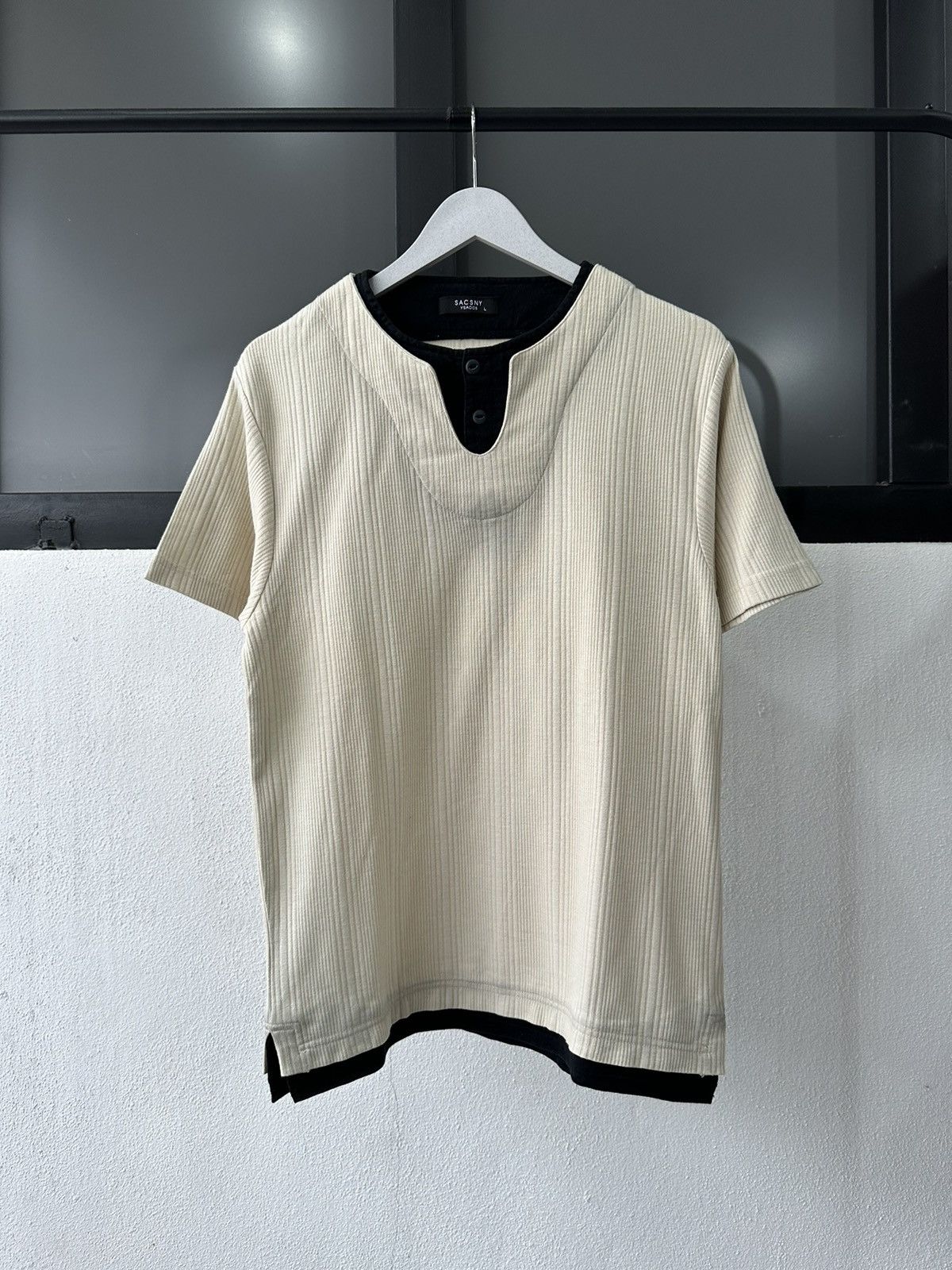 Yohji Yamamoto 1990s YSACSNY Y'saccs half button tee Size US L / EU 52-54 / 3 - 9 Thumbnail