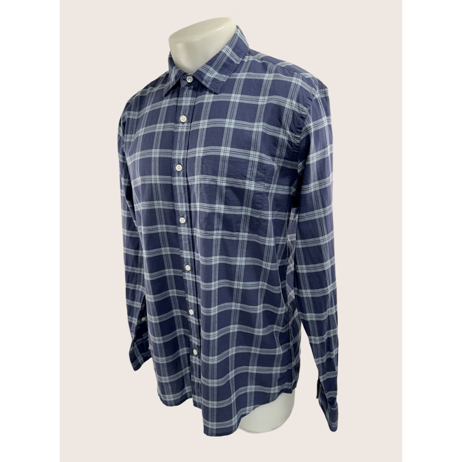 Faherty FAHERTY Linen Plaid Summer L Shirt String - Blue - Long Sleeve - Button-Up - Men - M Size US M / EU 48-50 / 2 - 1 Thumbnail