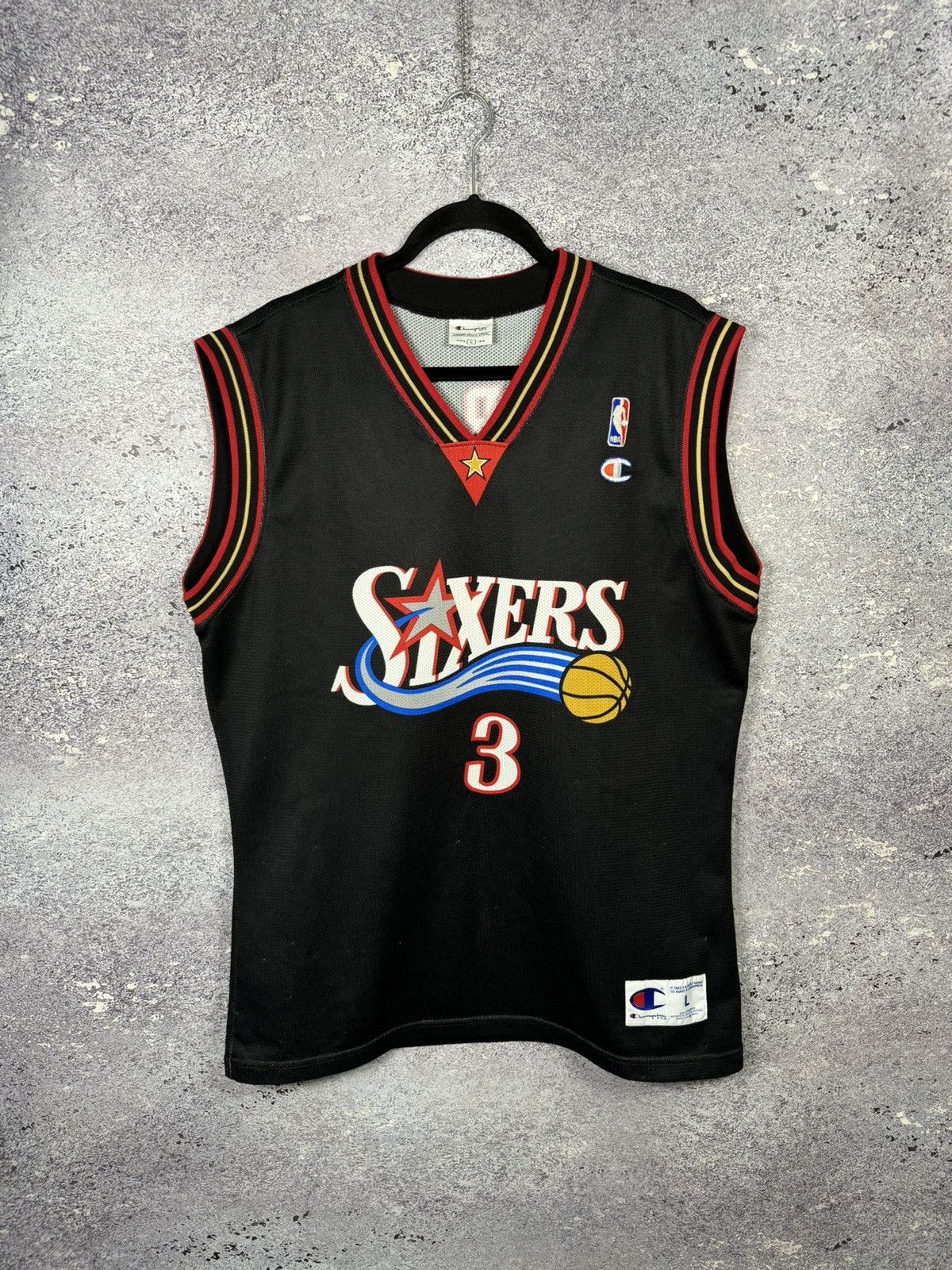 NBA #3 Allen Iverson 90’s Champion Sixers Philadelphia Jersey Size US L / EU 52-54 / 3 - 1 Thumbnail